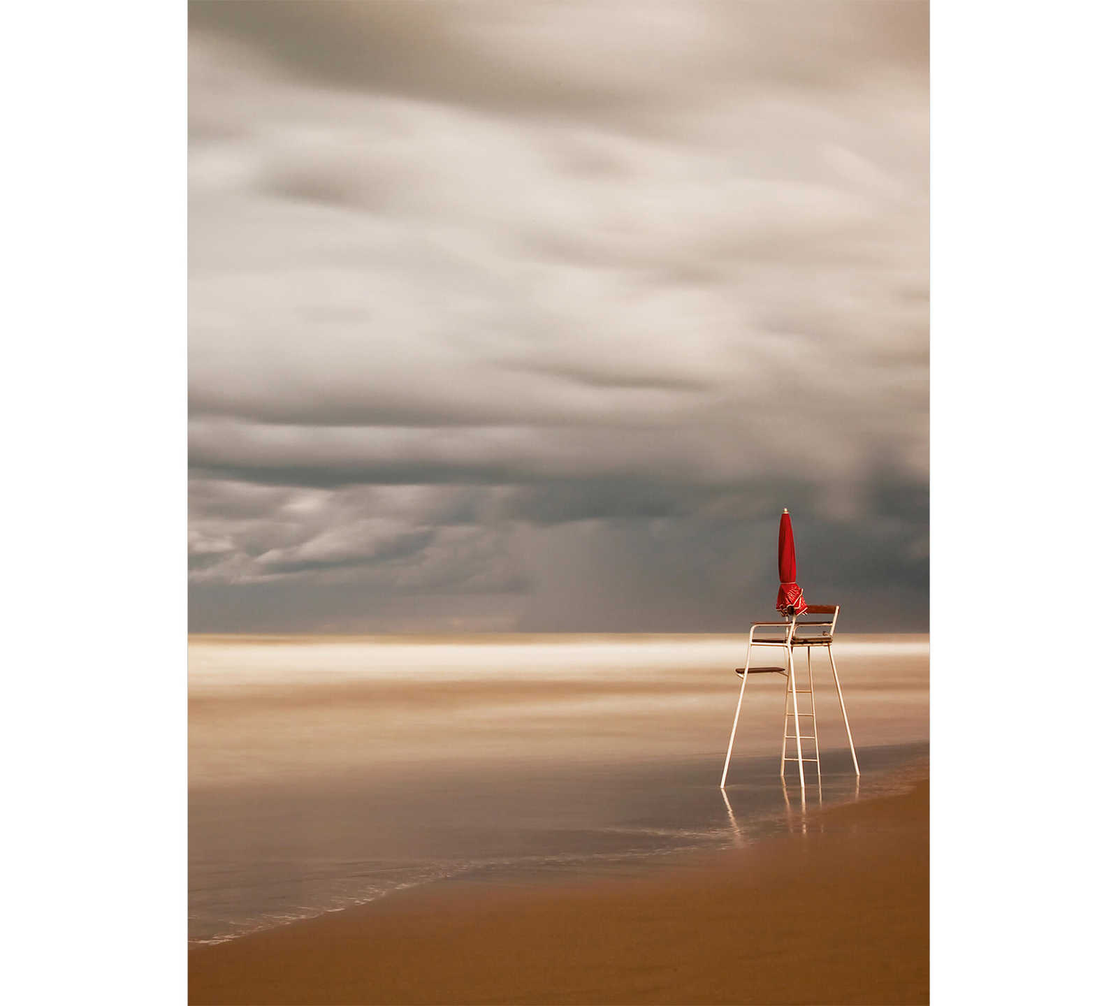 Photo wallpaper chair on the beach - beige, grey
