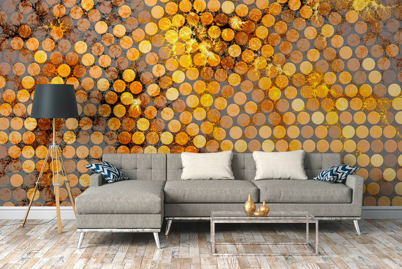             Grafisch Behang met Textuur Patroon & Stip Design - Oranje, Geel, Bruin
        