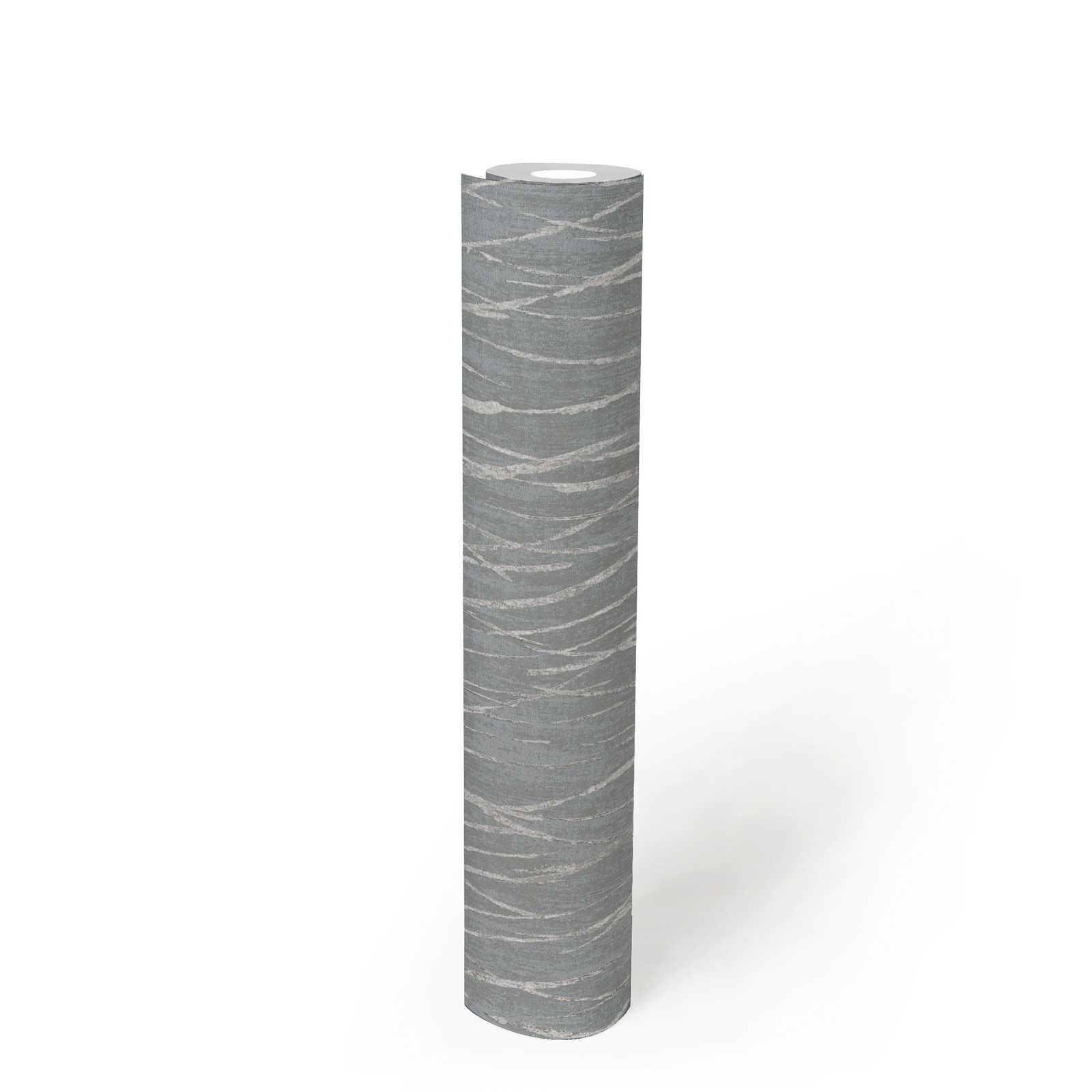             Carta da parati in tessuto non tessuto con disegno della natura ed effetto metallizzato - grigio, metallizzato
        
