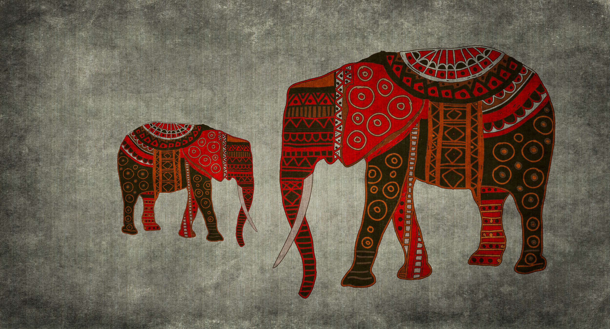             Nairobi 4 - Papier peint éléphant avec motifs ethniques et effet texturé
        
