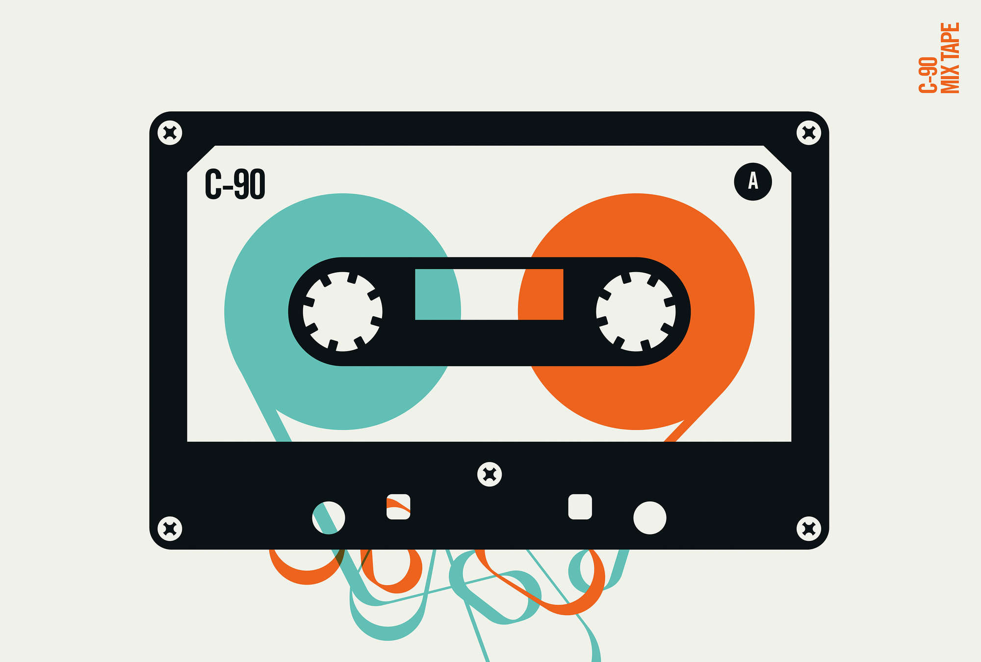             Photo wallpaper MP Mixtape with tape salad in retro style
        
