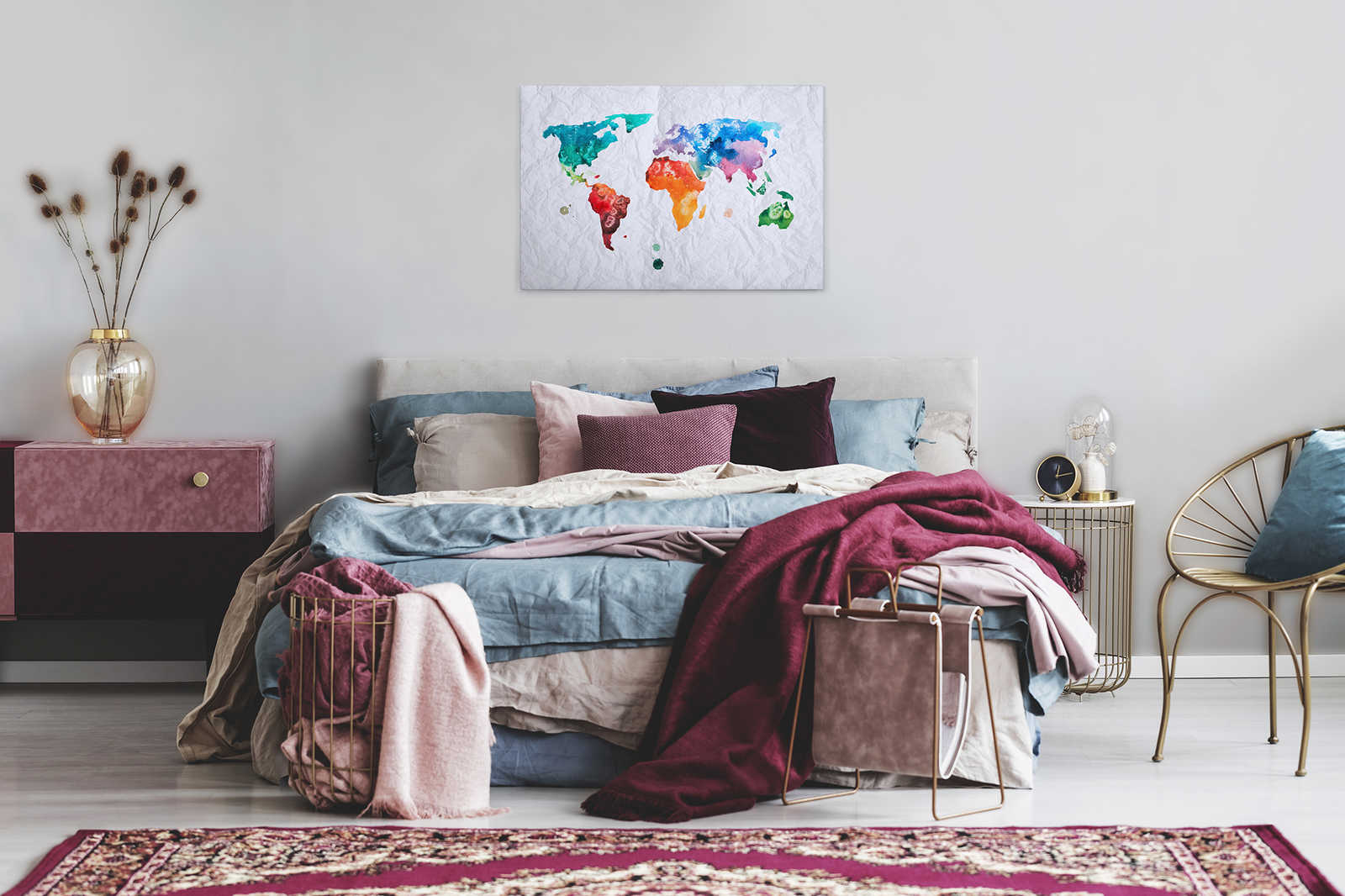             Carte du monde toile aquarelle - 0,90 m x 0,60 m
        