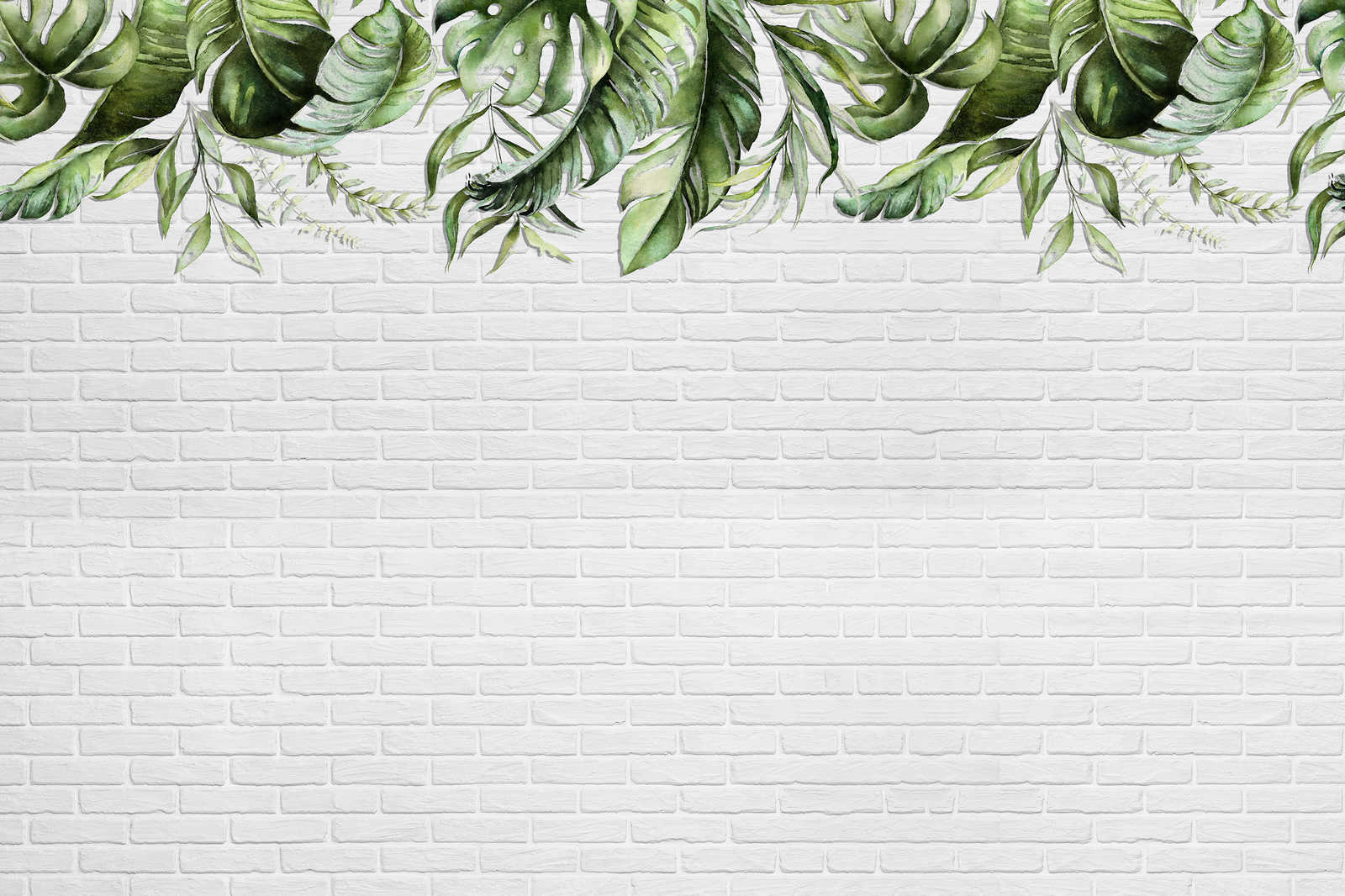             Cuadro en lienzo con pequeños zarcillos de hojas sobre un muro de piedra - 0,90 m x 0,60 m
        