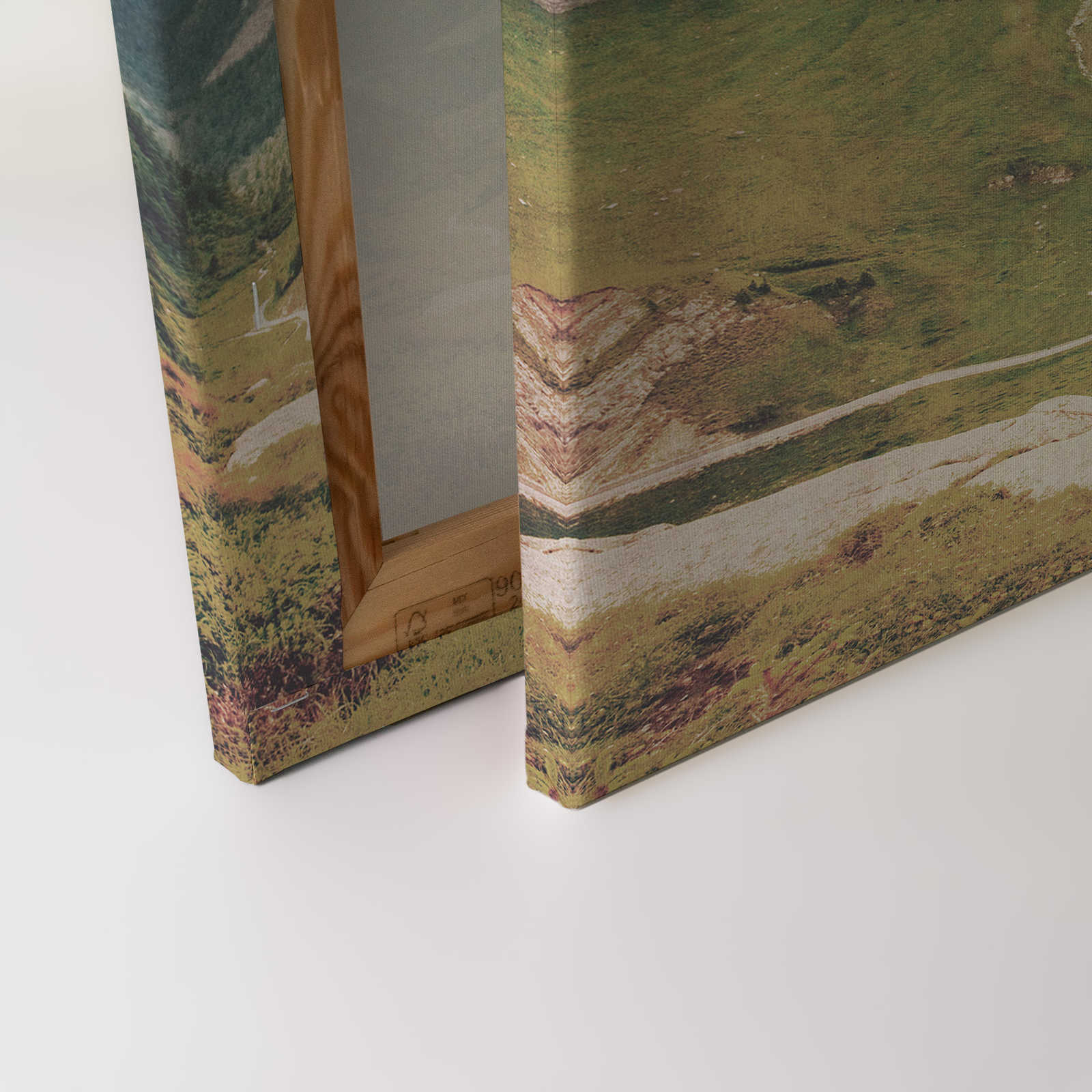             Dolomiti 2 - Pintura en lienzo Fotografía retro Dolomitas en estructura de papel secante - 0,90 m x 0,60 m
        