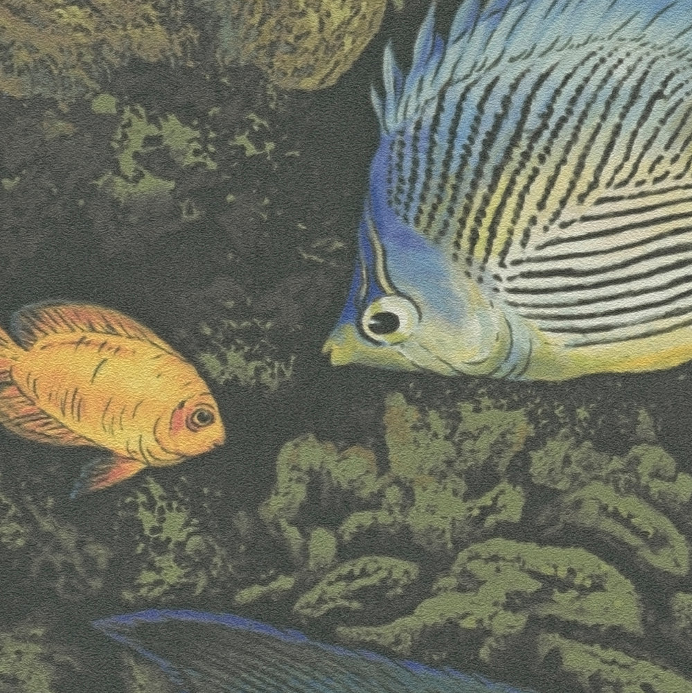             Carta da parati subacquea con pesci in stile acquerello - blu, verde
        