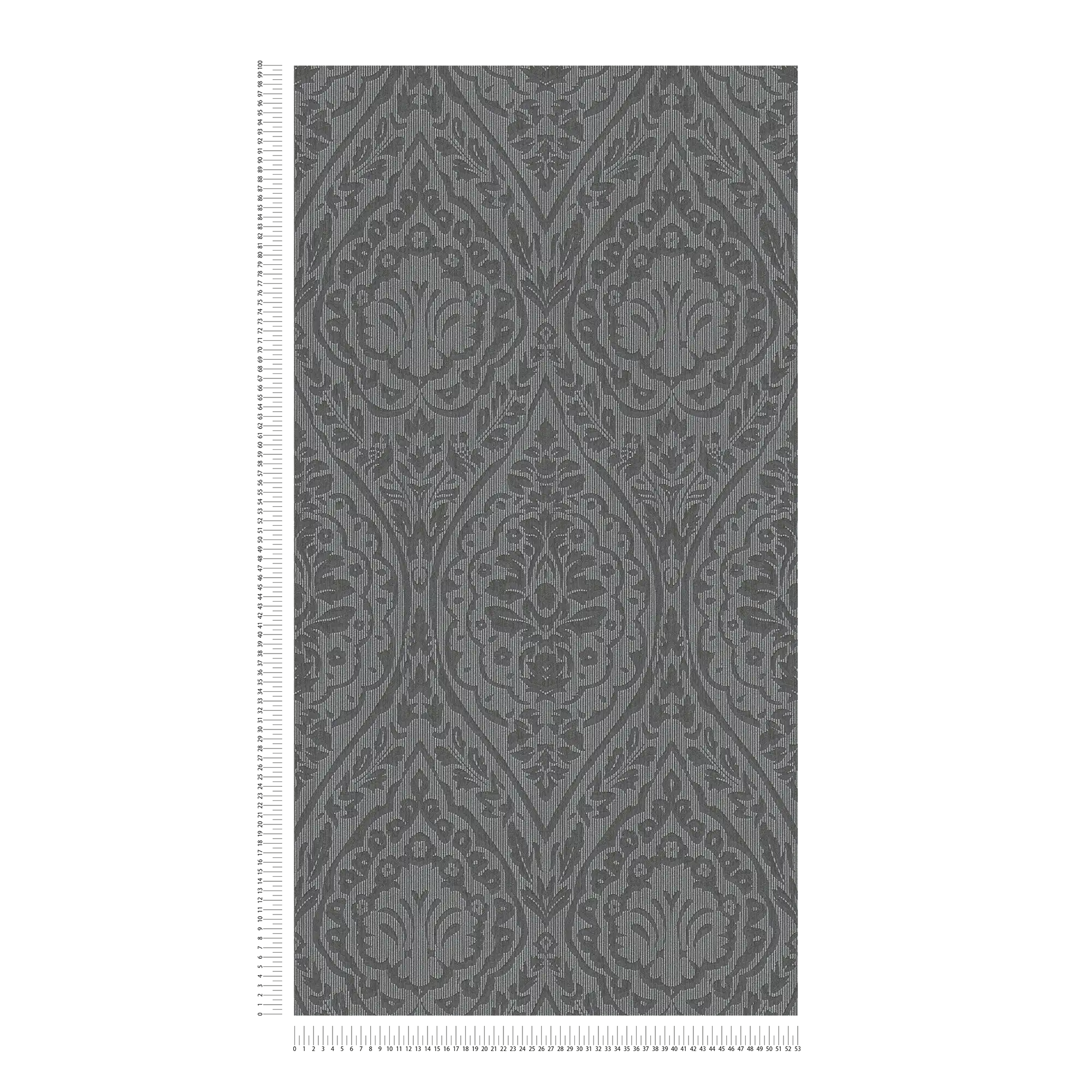             Non-woven wallpaper with ornamental pattern & structure design - brown, black
        