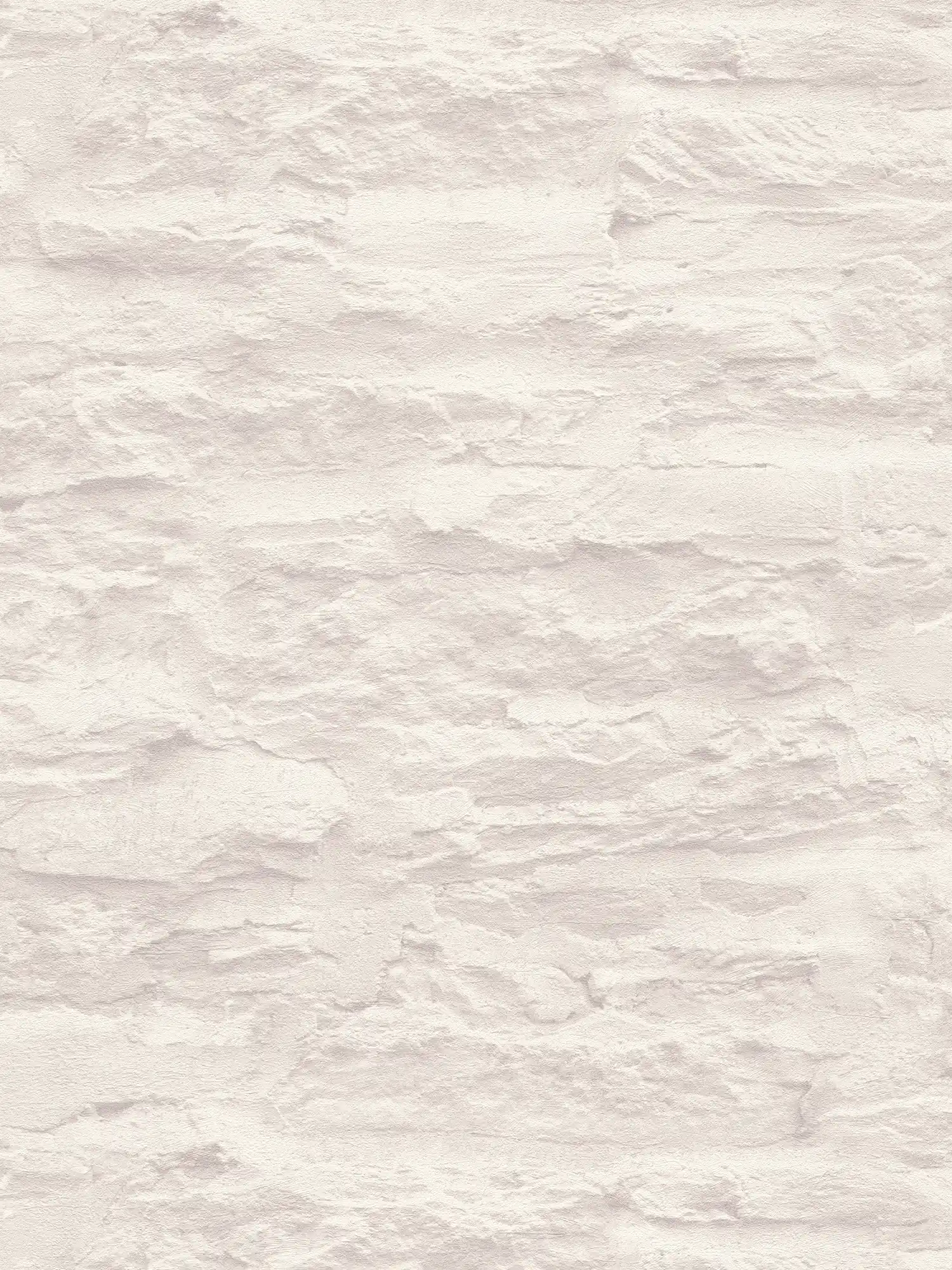 Licht vliesbehang in wandoptiek met natuursteen & gips - crème, wit
