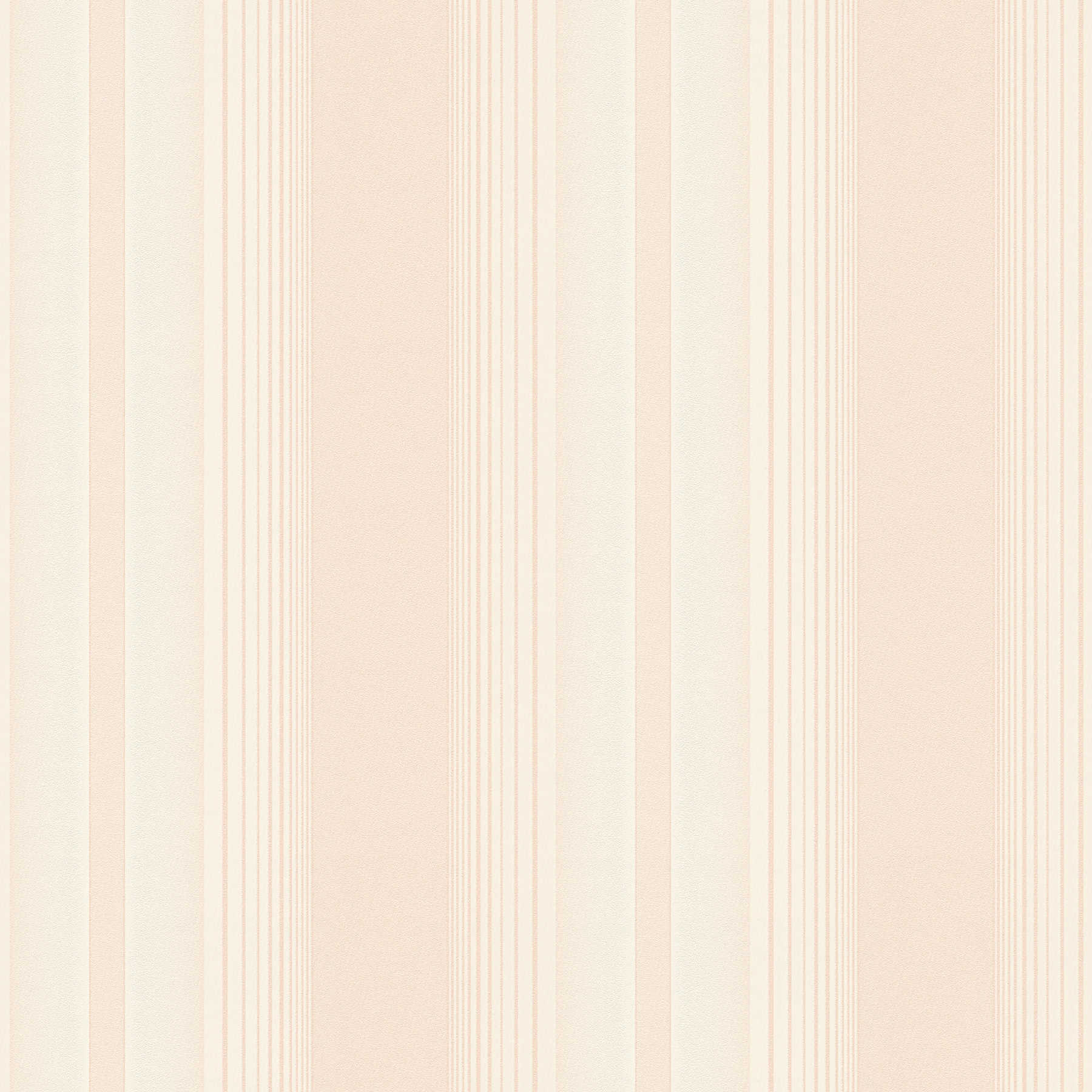 Streepbehang met gelijnd patroon - crème, roze
