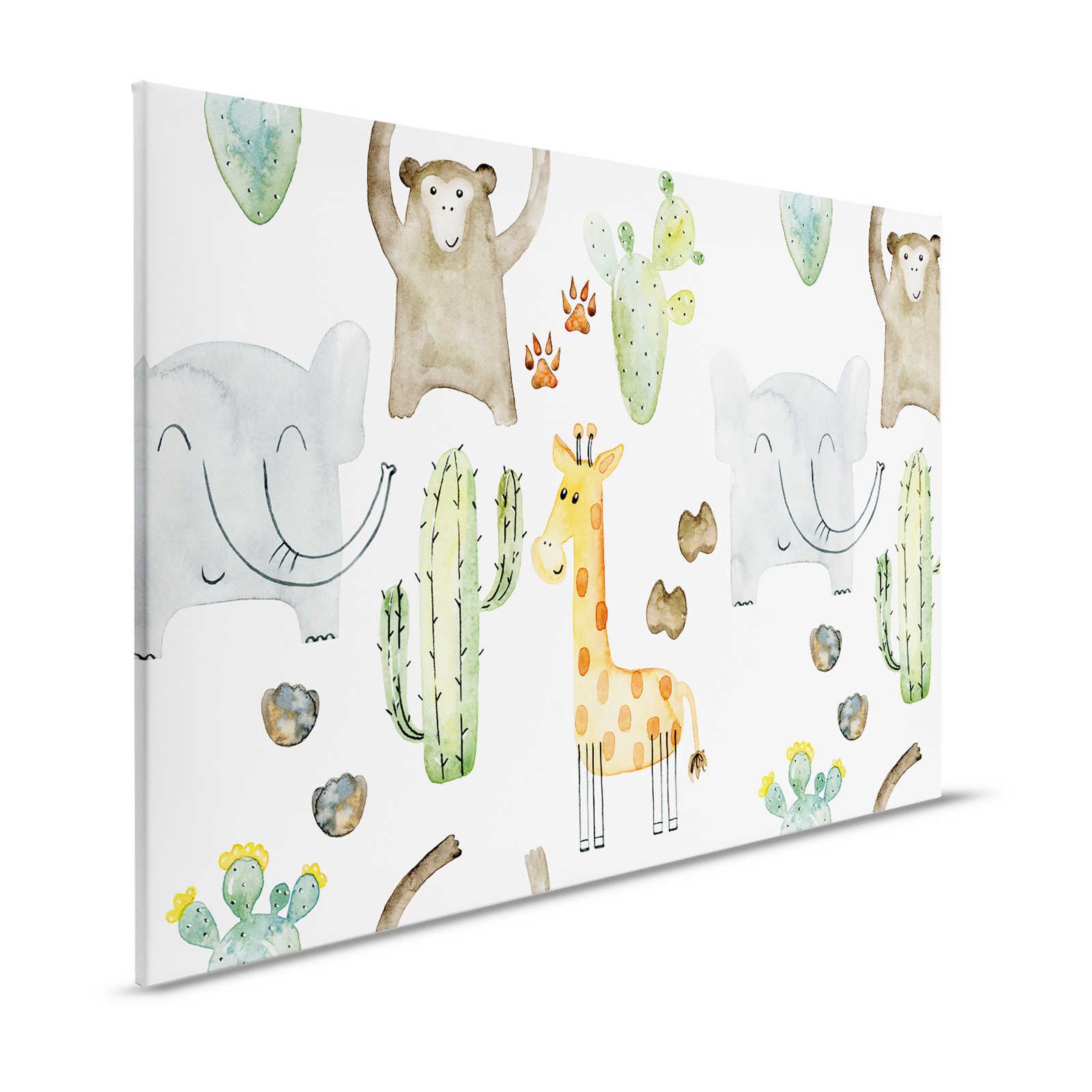 Canvas met dieren en cactussen - 120 cm x 80 cm
