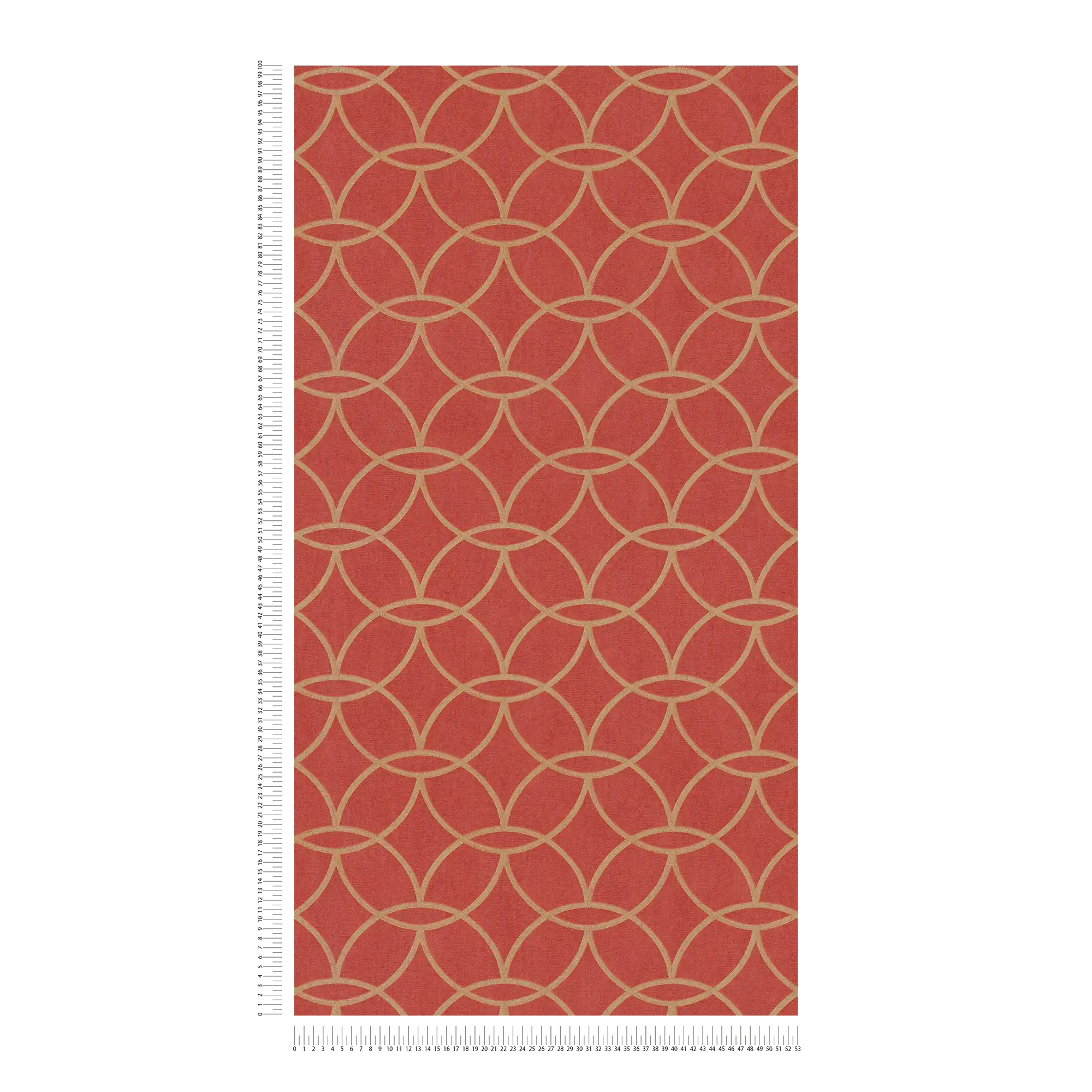             Non-woven wallpaper geometric gold pattern & shimmer effect - red, gold
        