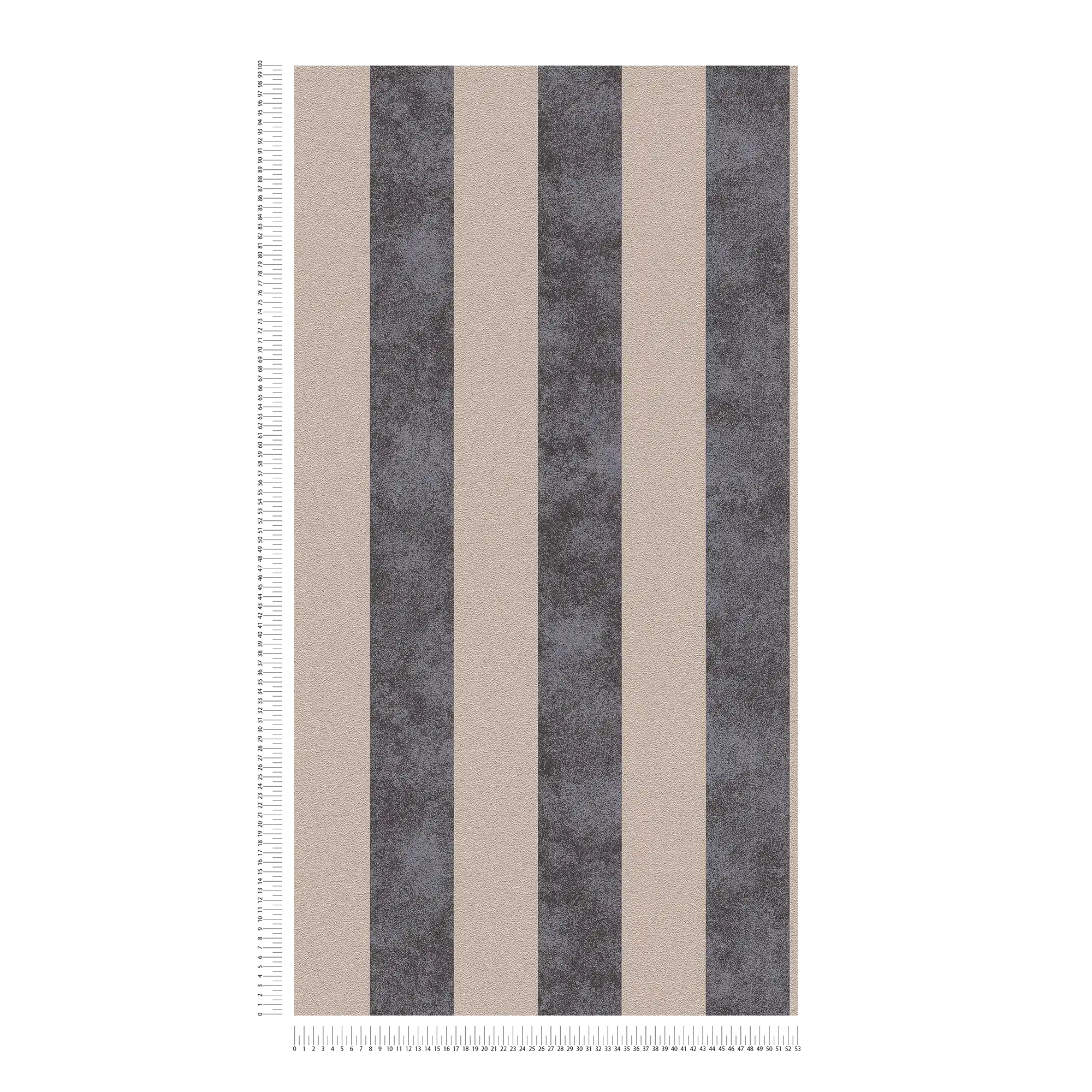             Carta da parati a righe a blocchi con motivo a colori e struttura - nero, beige, argento
        