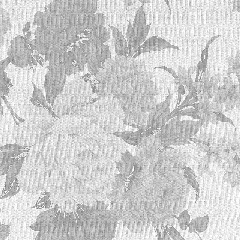         Photo wallpaper with roses motif in textile optics - grey, white
    