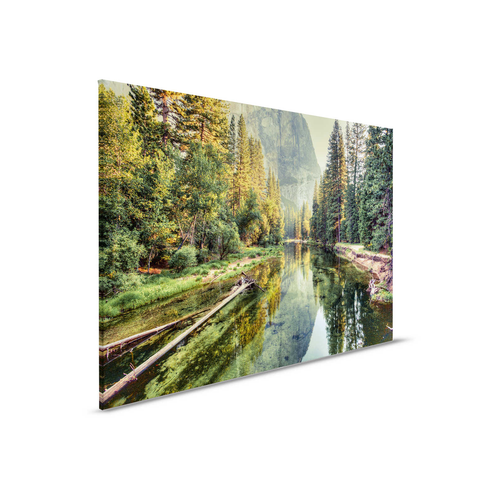         Canvas with river at the foot of a mountain - 0.90 m x 0.60 m
    