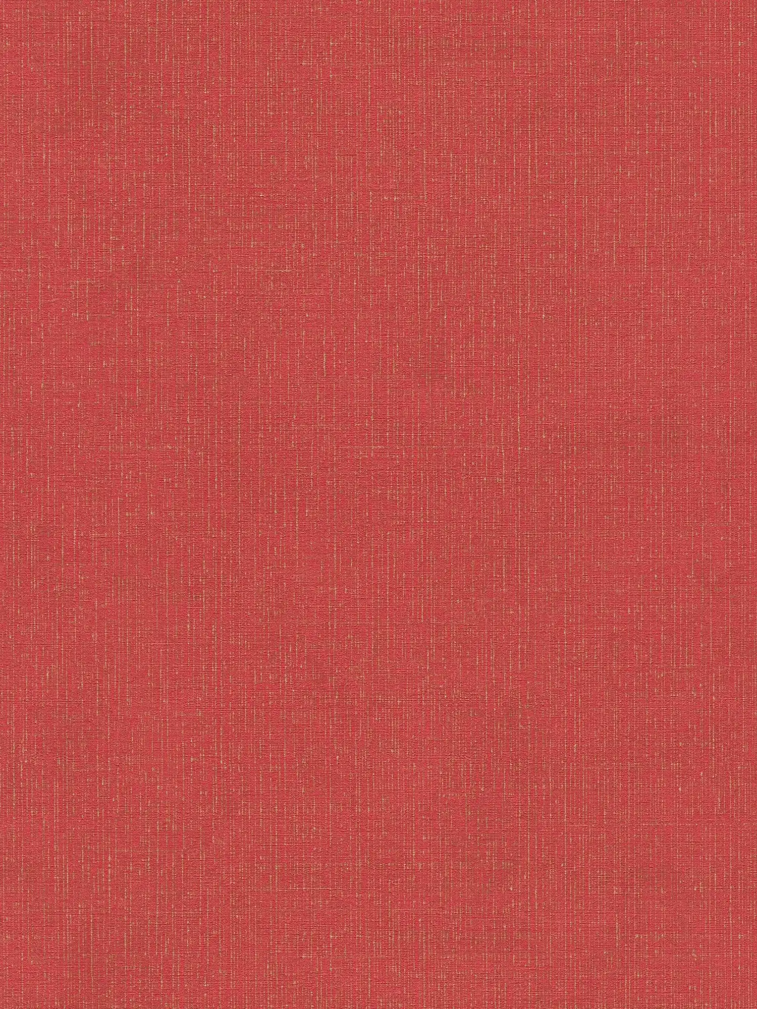 Papel pintado rojo moteado de oro con óptica textil - metálico, rojo
