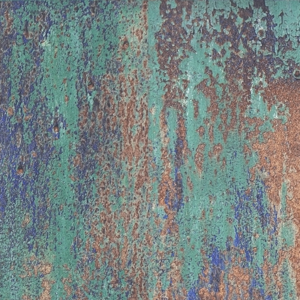             Self-adhesive wallpaper | rust look design rustic metal - blue, brown
        
