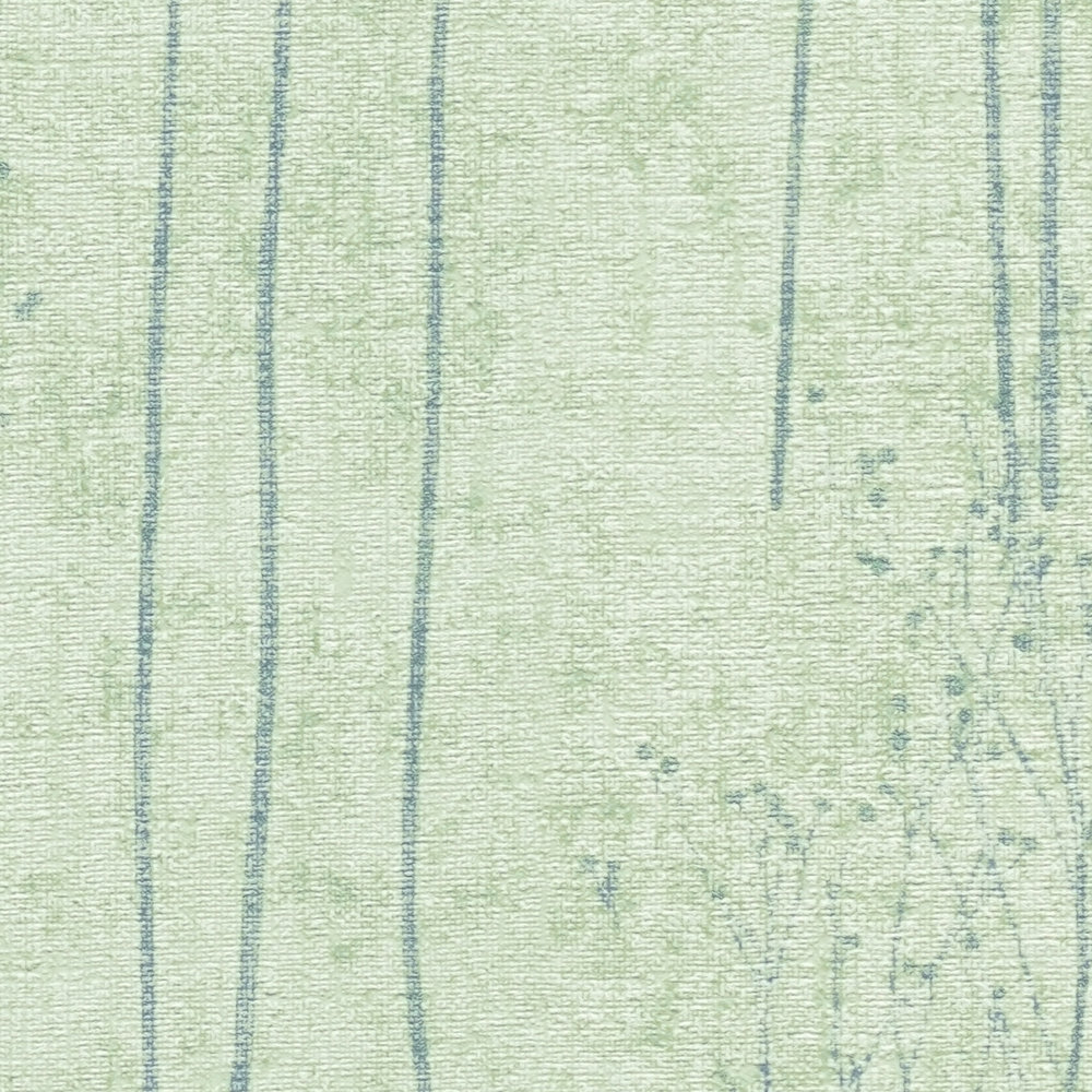             Carta da parati verde menta con disegno della natura in stile Scandi - verde
        
