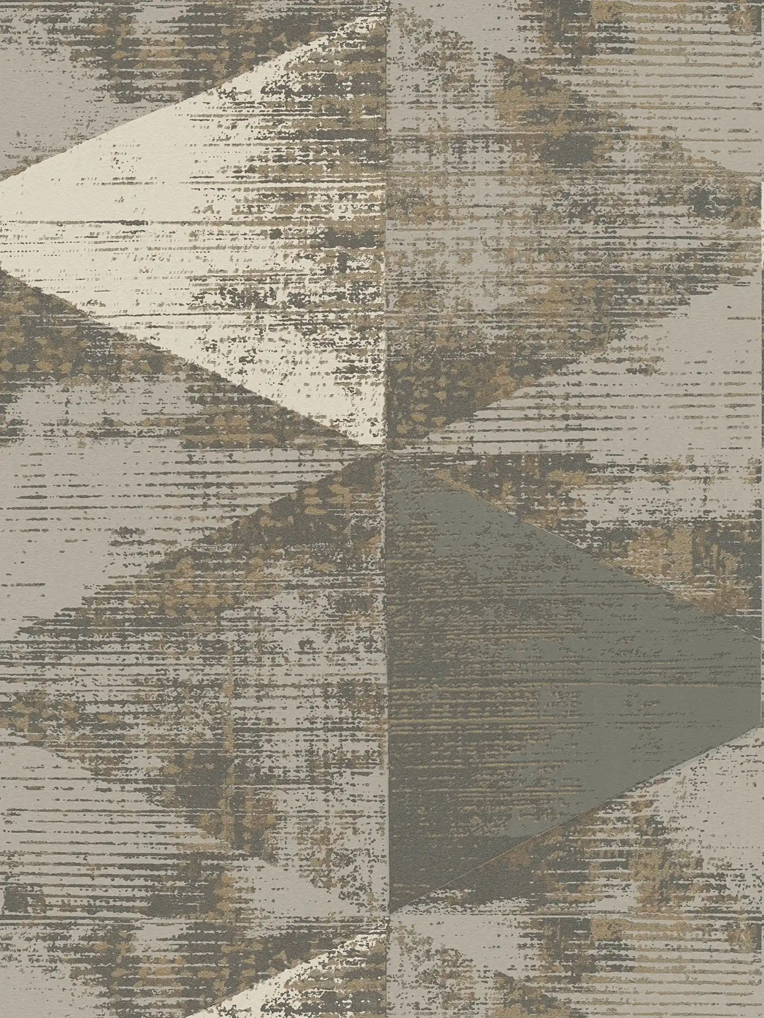 Graphic wallpaper with metallic colours and modern used look - metallic, grey
