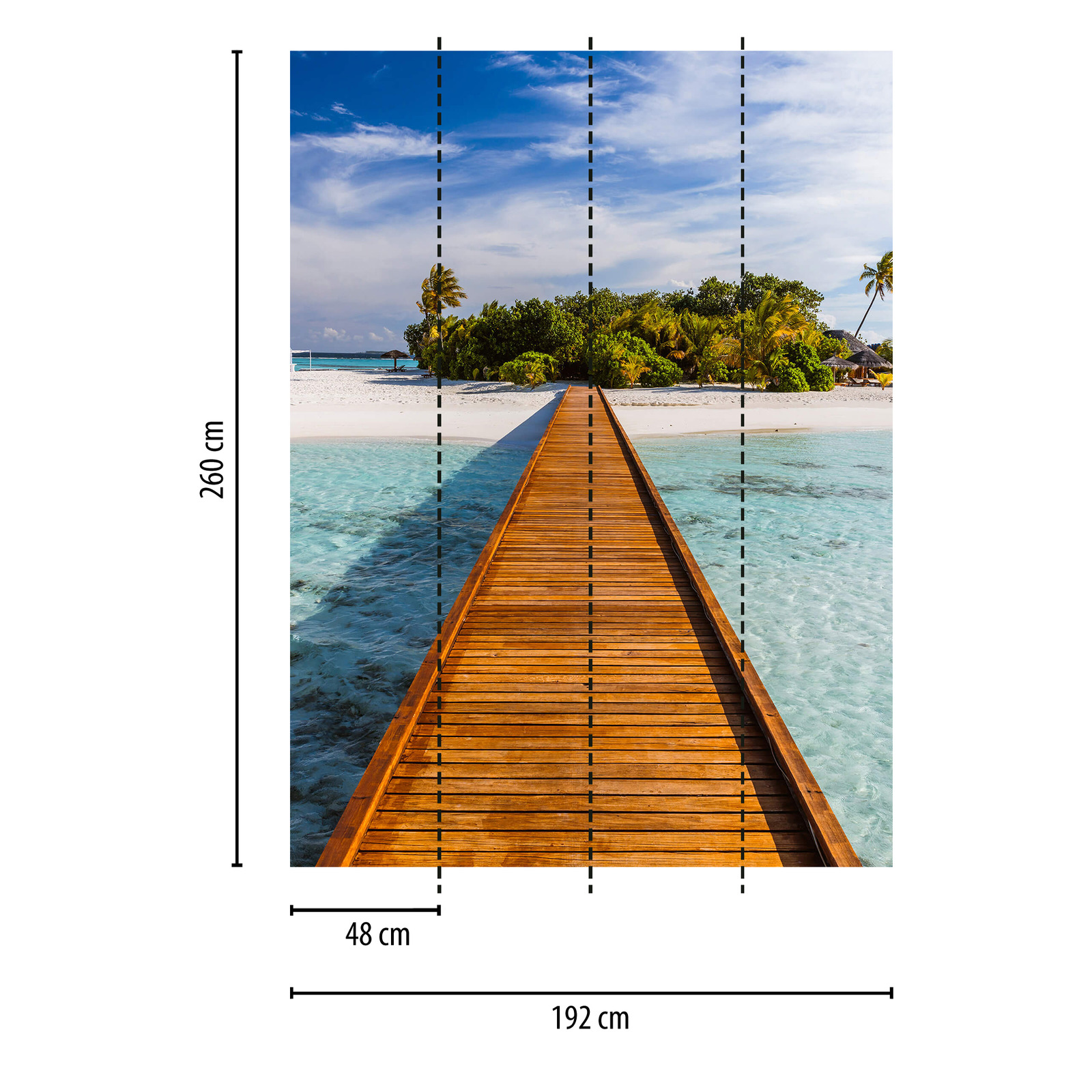             South Seas mural jetty and island, portrait format
        