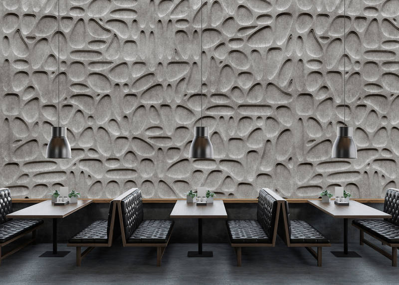             Maze 1 - Cool 3D Concrete Bubbles Wall Art Wallpaper - Grijs, Zwart | Pearl Smooth Vliesbehang
        