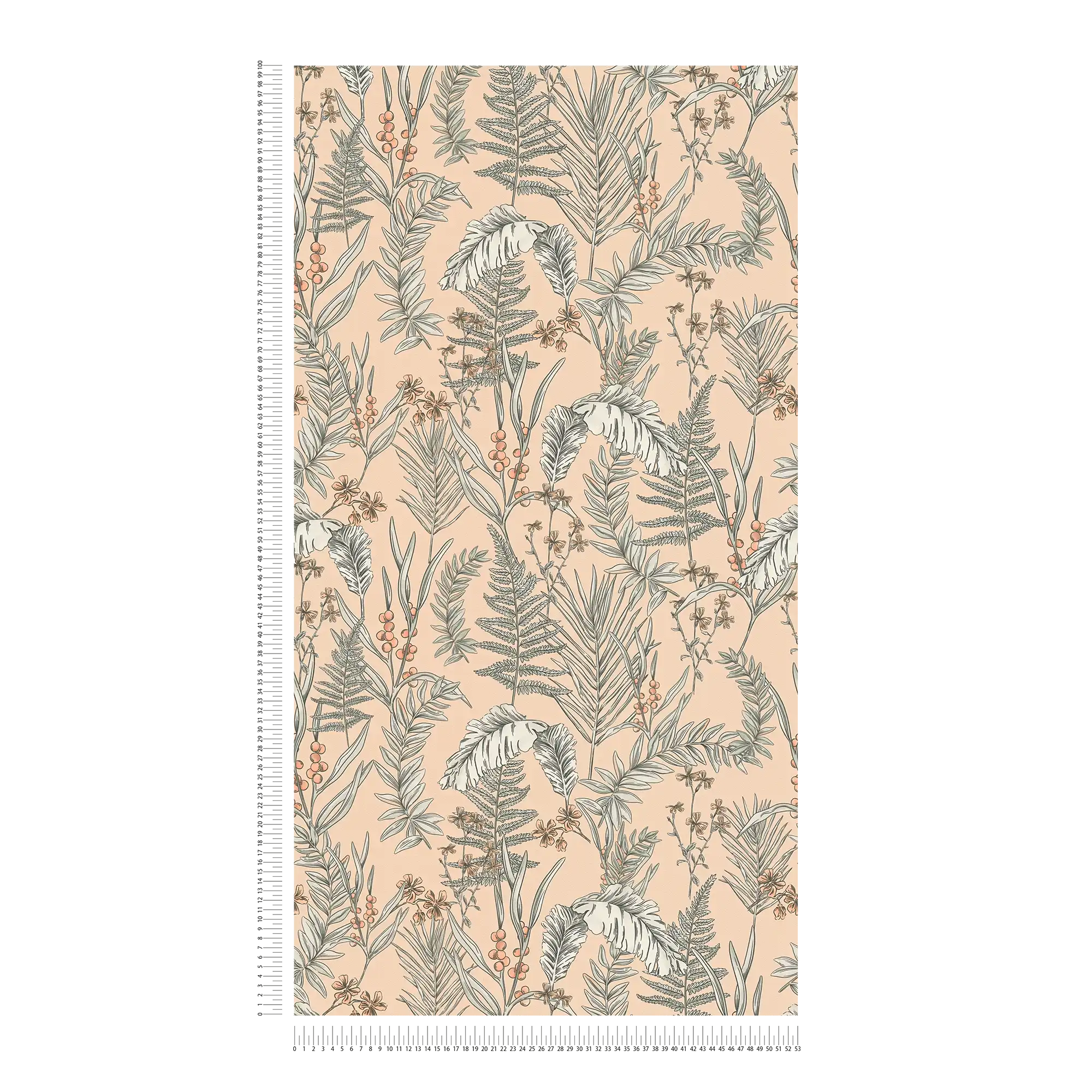             Modern wallpaper floral with flowers & leaves textured - pink, beige, white
        