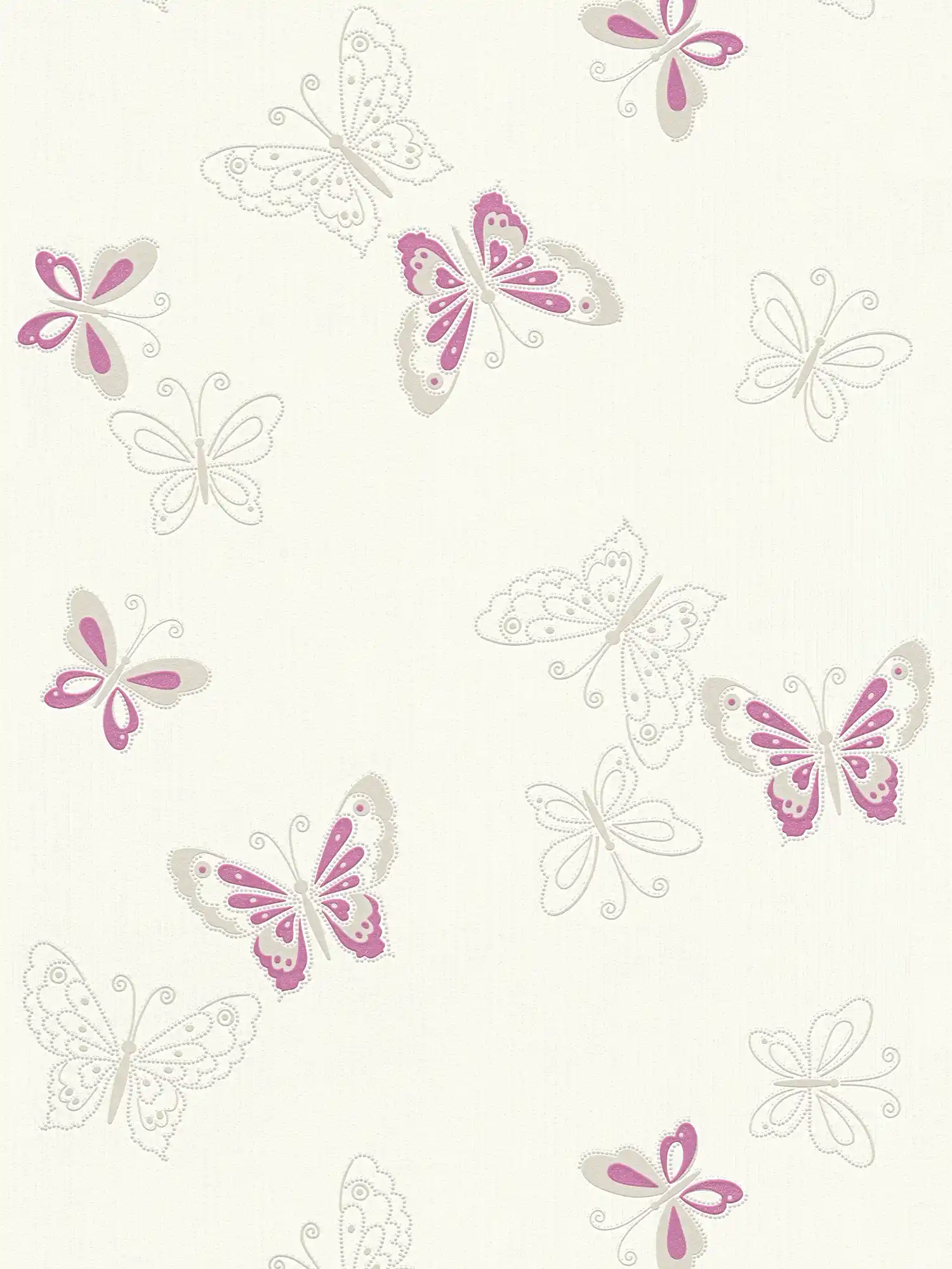         Nursery wallpaper with butterfly - beige, purple
    