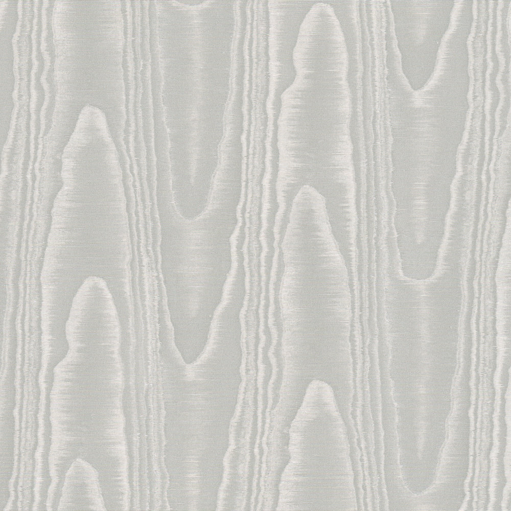             Papier peint gris argenté Soie moirée & motifs ondulés - Gris
        