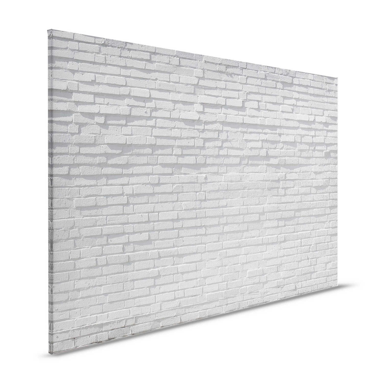 Canvas painting grey brick wall in 3D look - 1,20 m x 0,80 m

