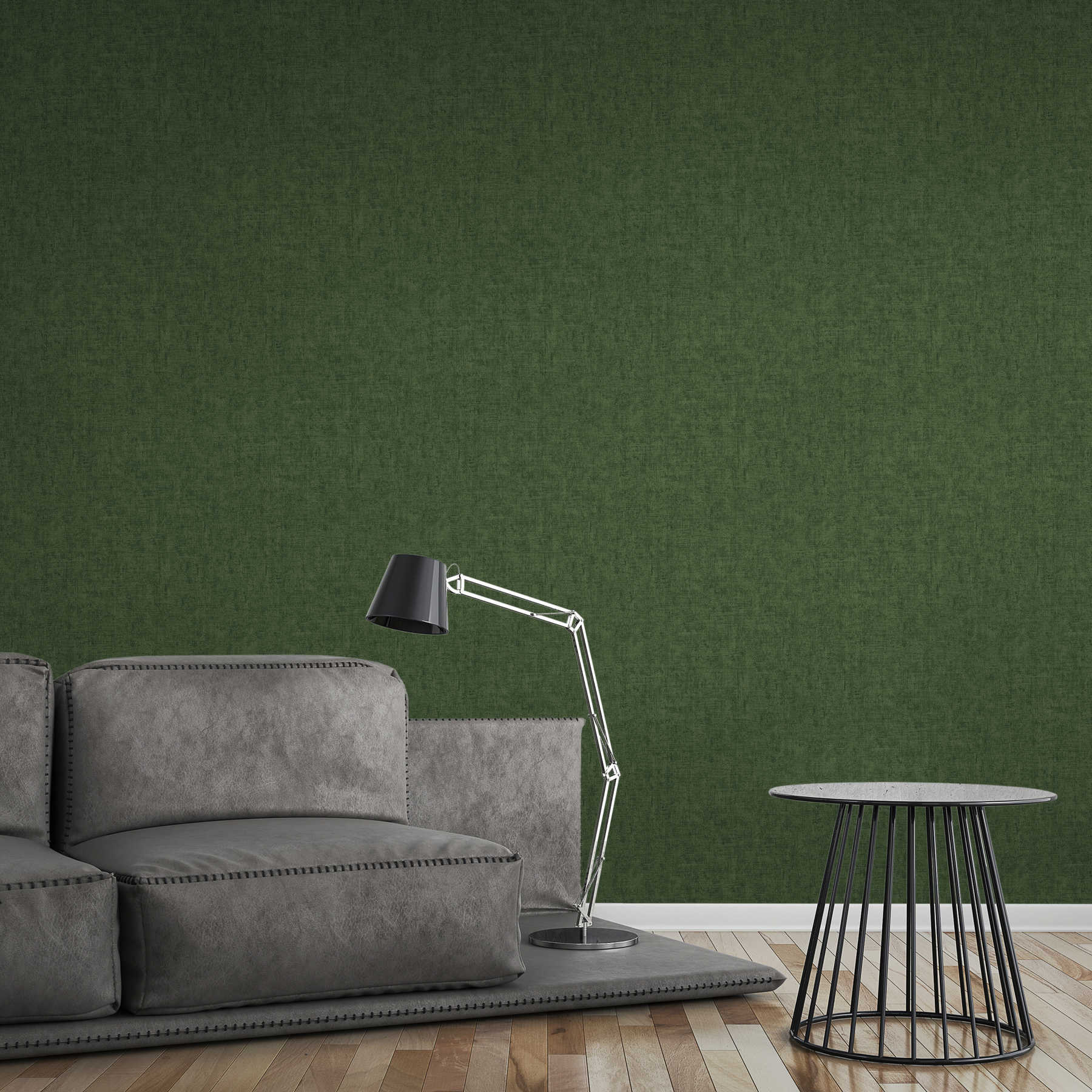             Melange plain wallpaper jungle green with structure embossing
        