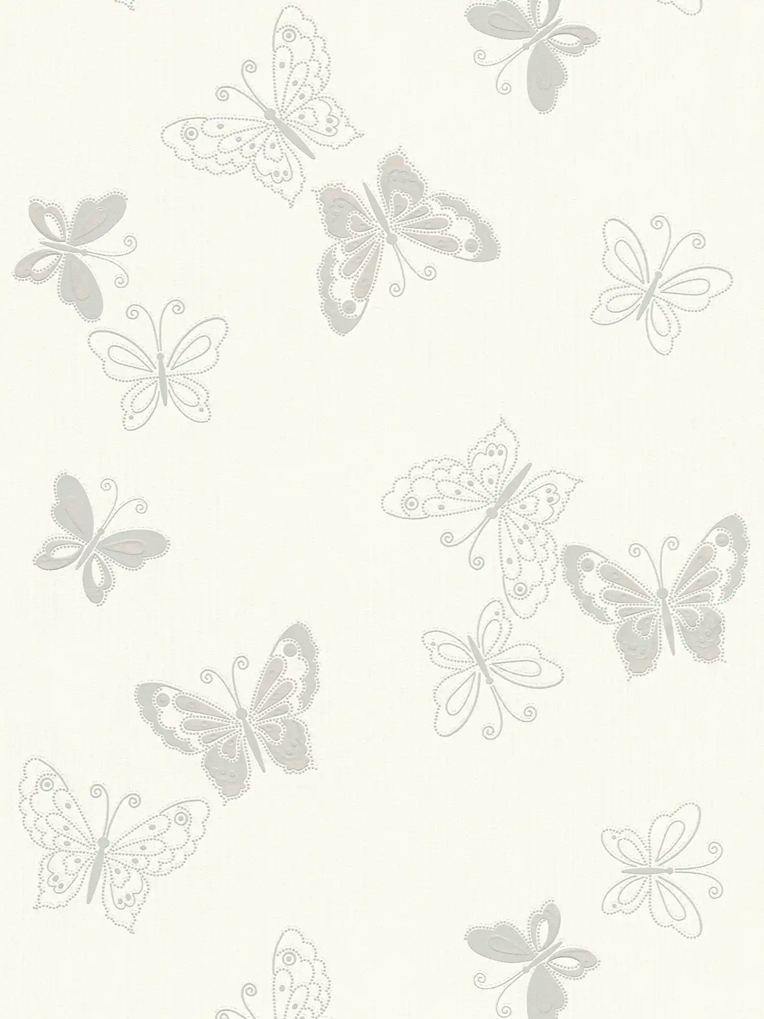 Papel pintado de mariposa con efecto metálico - beige, plata
