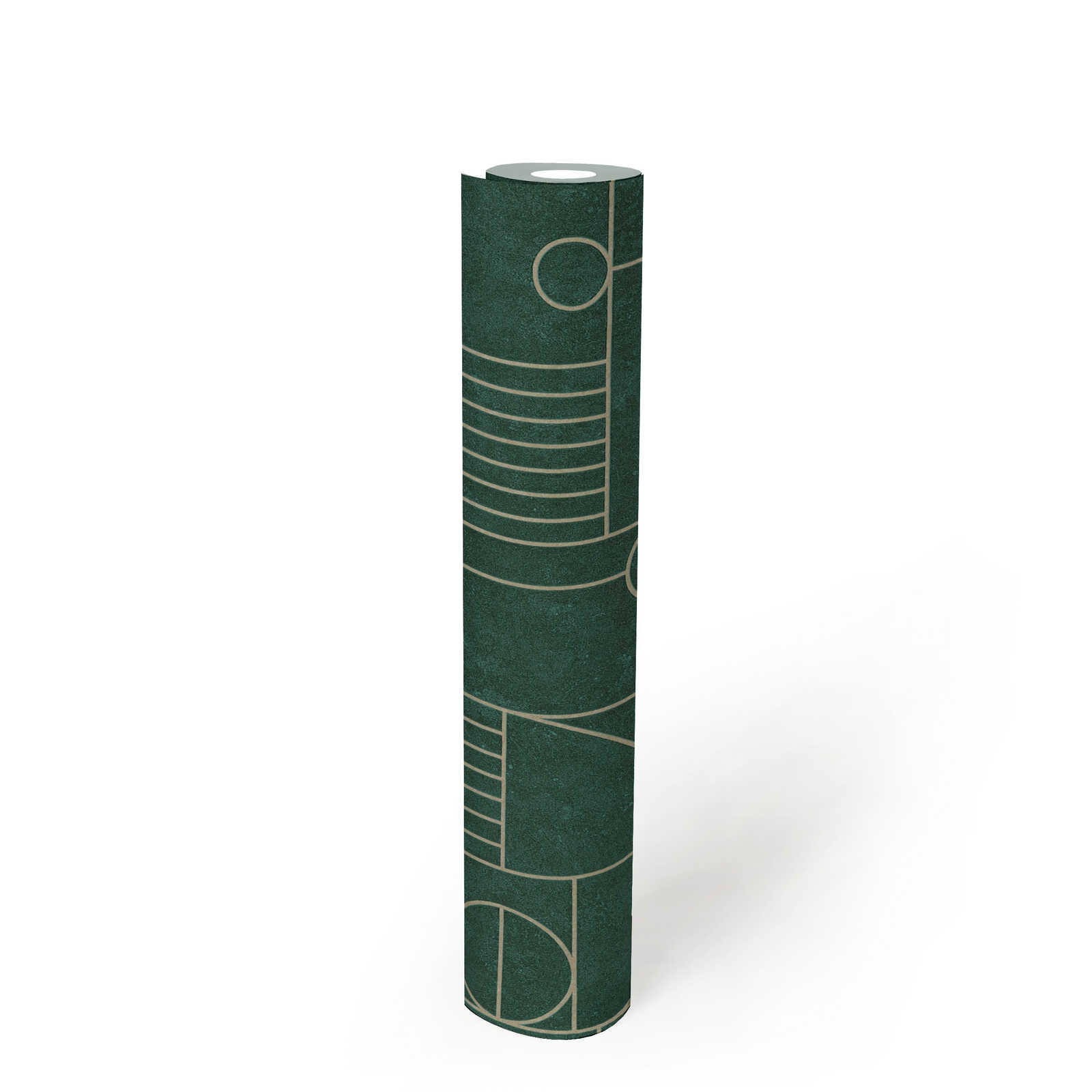             Carta da parati effetto piastrelle art deco design marmorizzato - verde, metallizzato
        