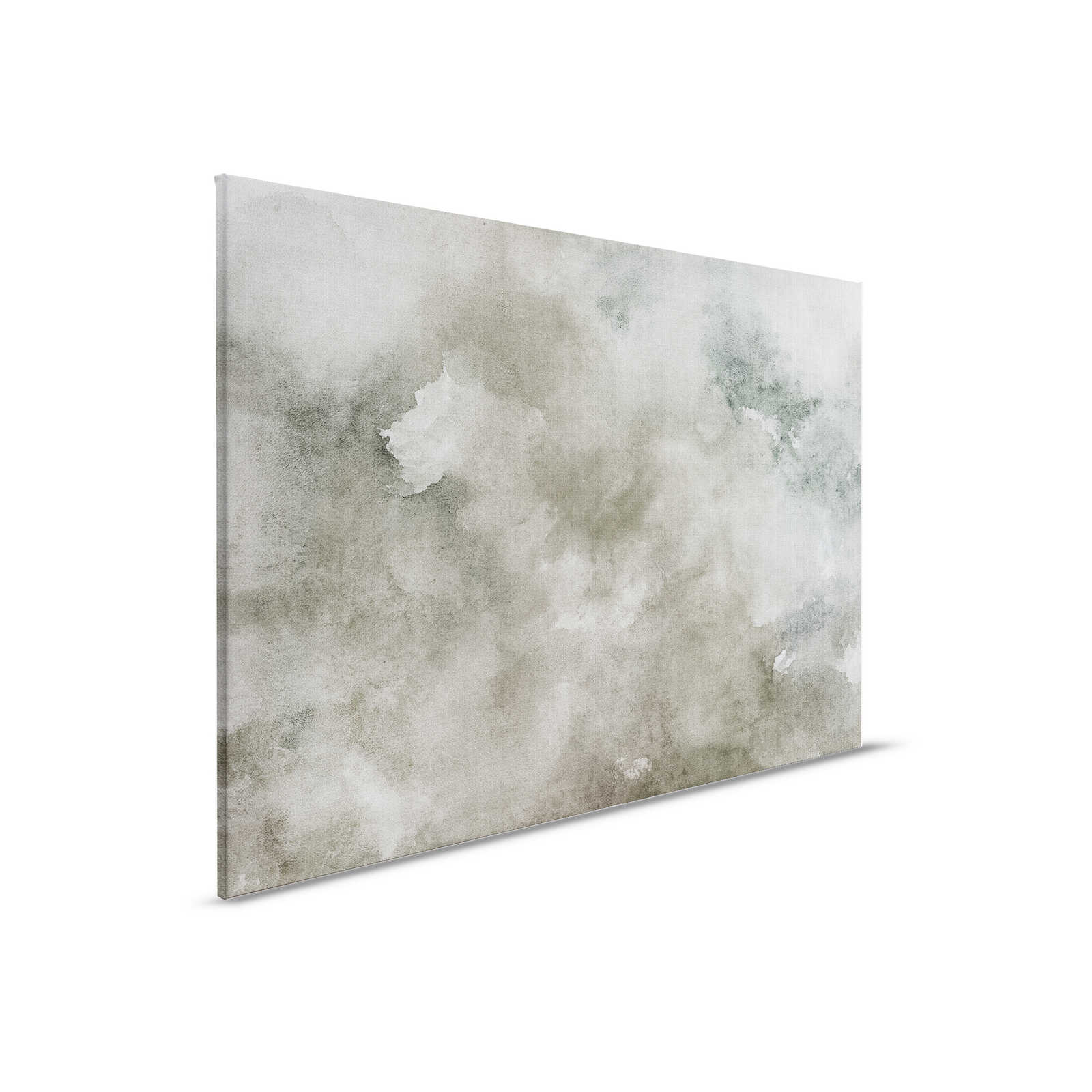 Watercolours 1 - Grey watercolour canvas painting in natural linen look - 0.90 m x 0.60 m
