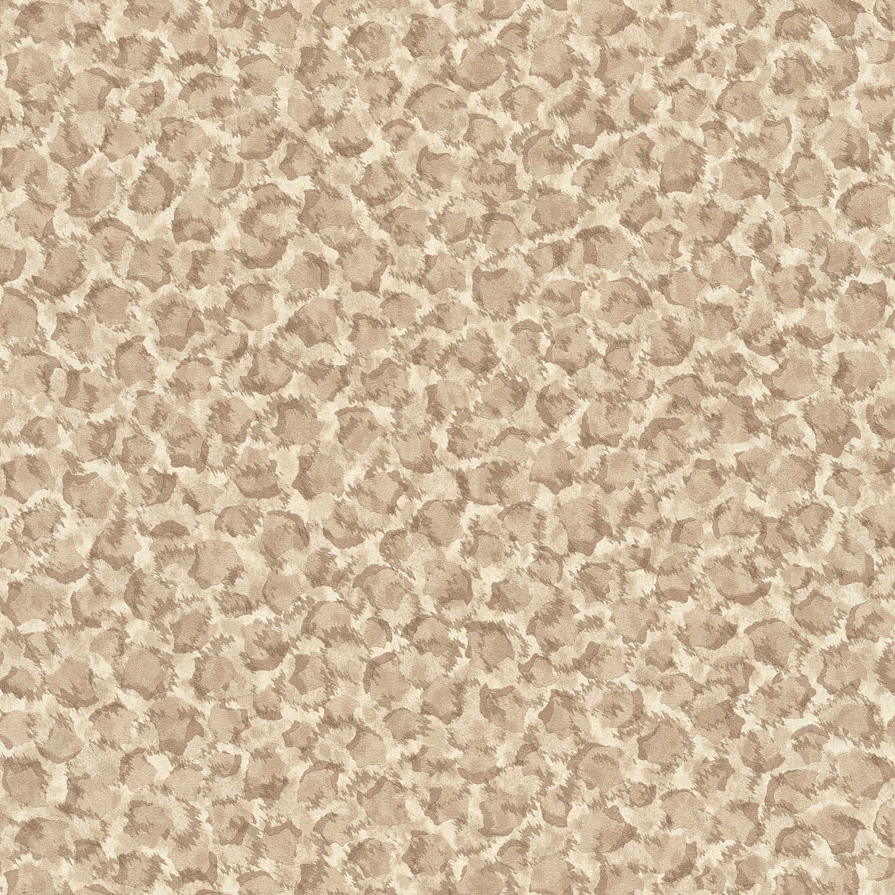 Papel pintado no tejido de puntos en tonos tierra en estilo étnico - beige, marrón
