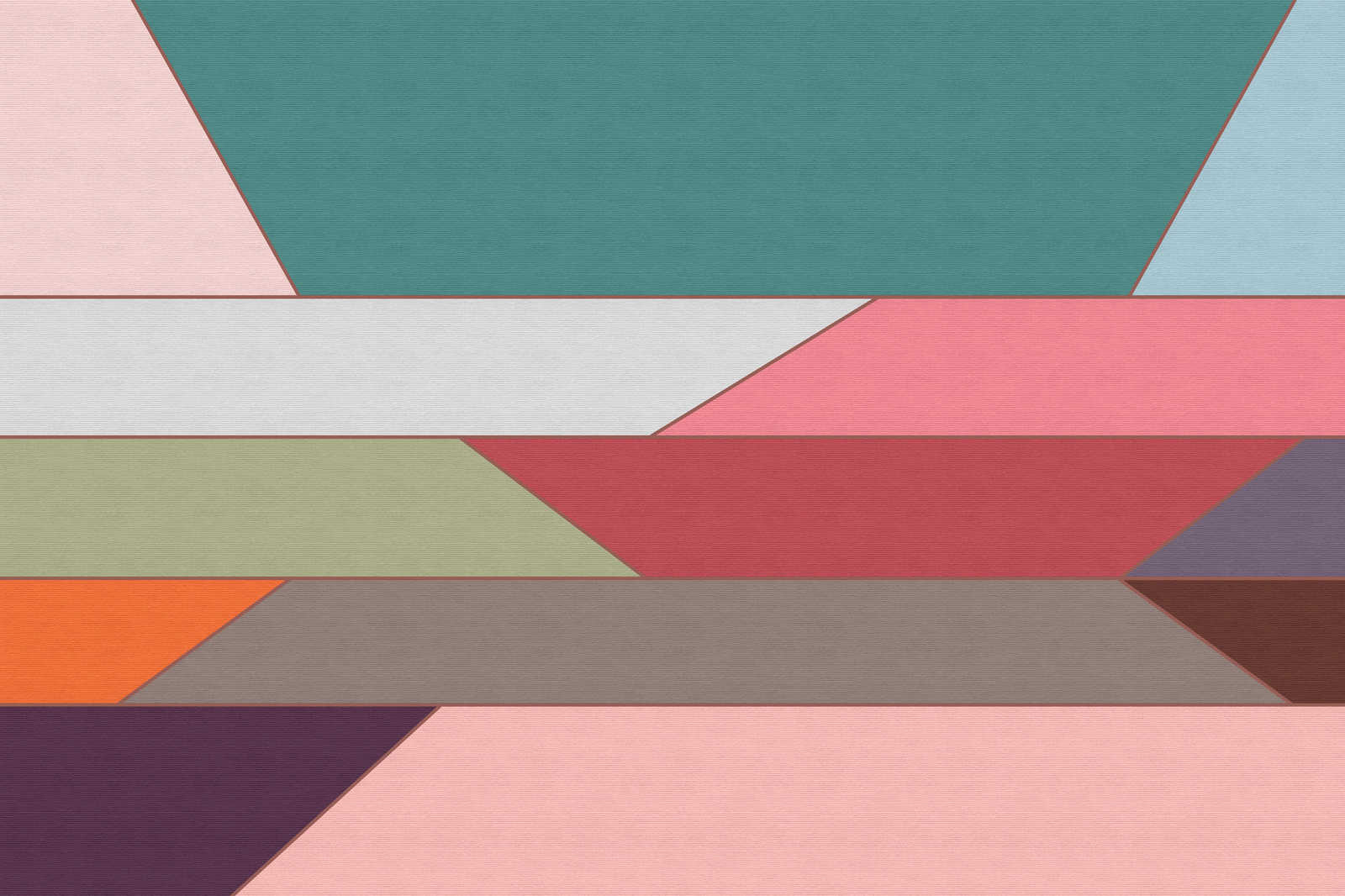             Geometría 2 - Pintura sobre lienzo con colorido motivo de rayas horizontales en estructura acanalada - 0,90 m x 0,60 m
        