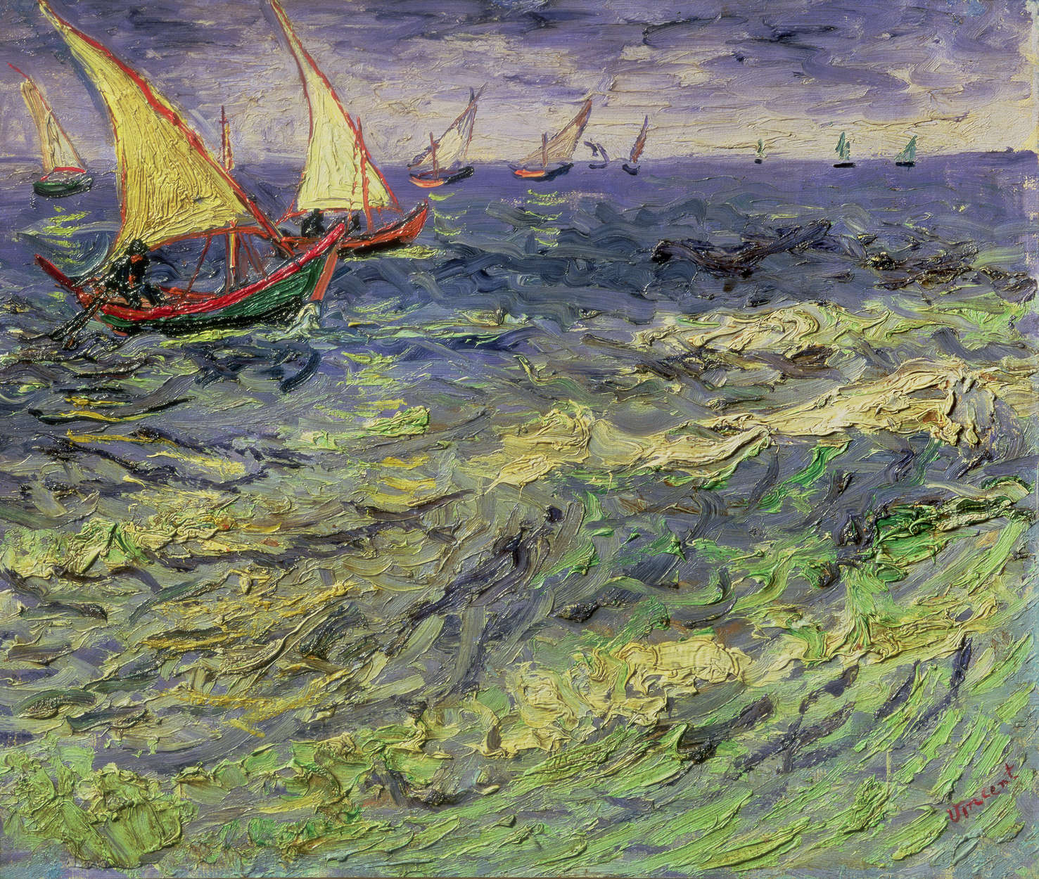             Mural "Paisaje marino en Saintes-Maries" de Vincent van Gogh
        