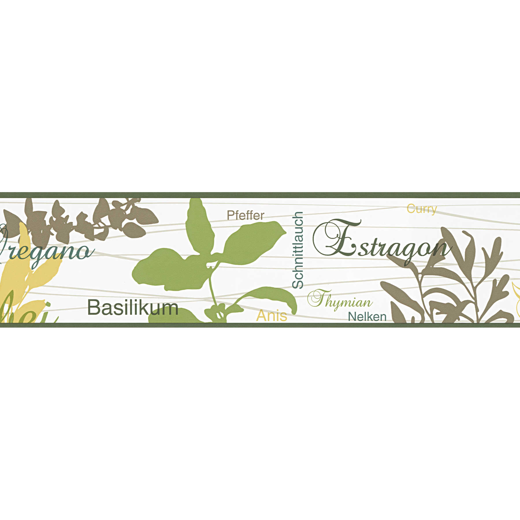         Self-adhesive wallpaper border herbs for the kitchen - green
    
