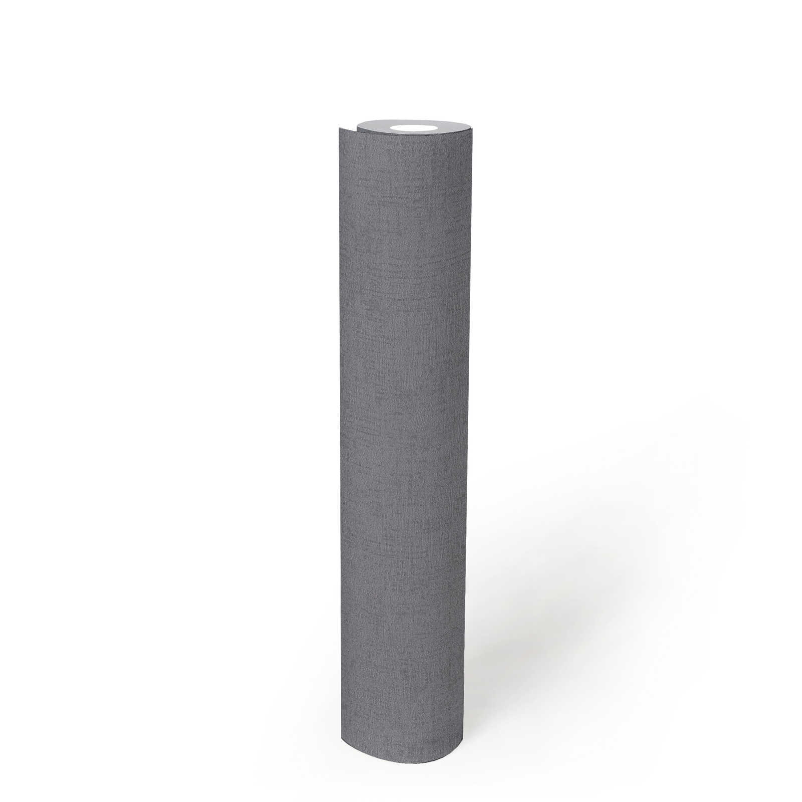             Papel pintado liso gris acero con diseño de estructura y efecto brillante - gris, metálico
        