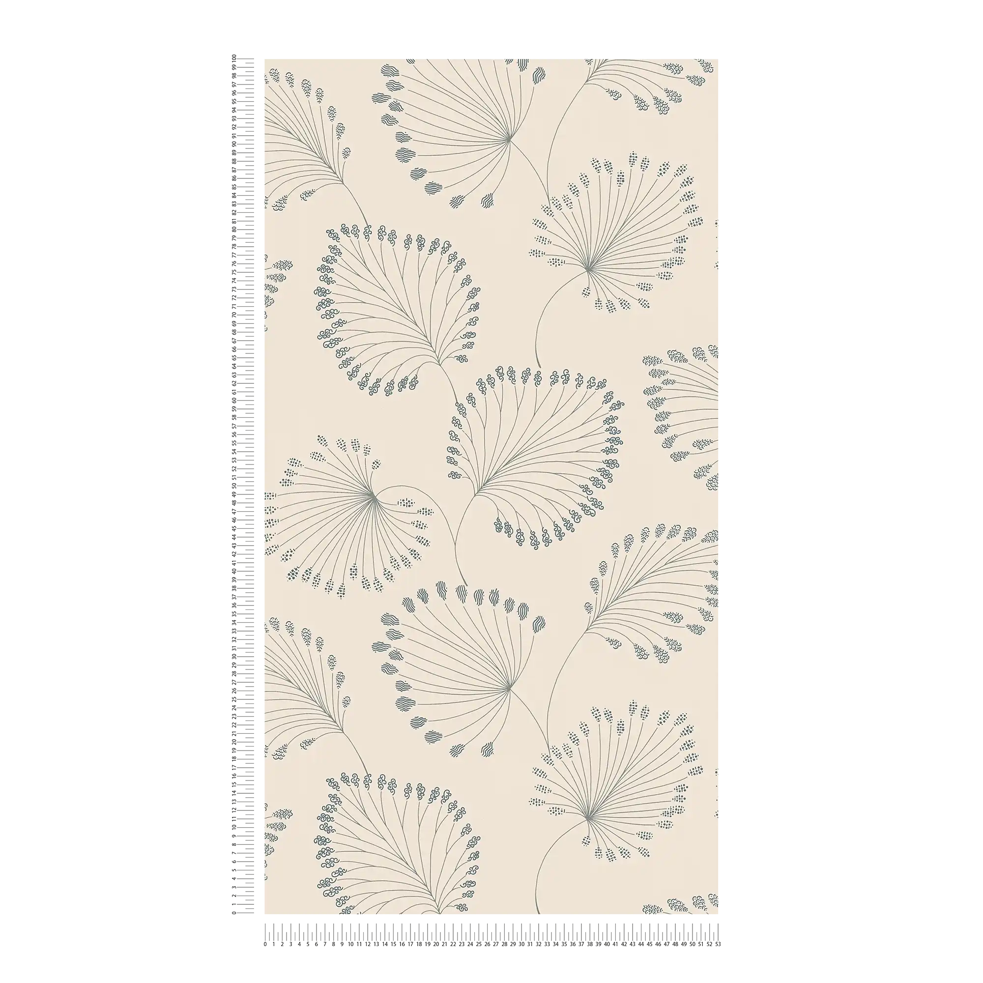             Wallpaper leaf motif abstract with metallic accents - beige, grey
        
