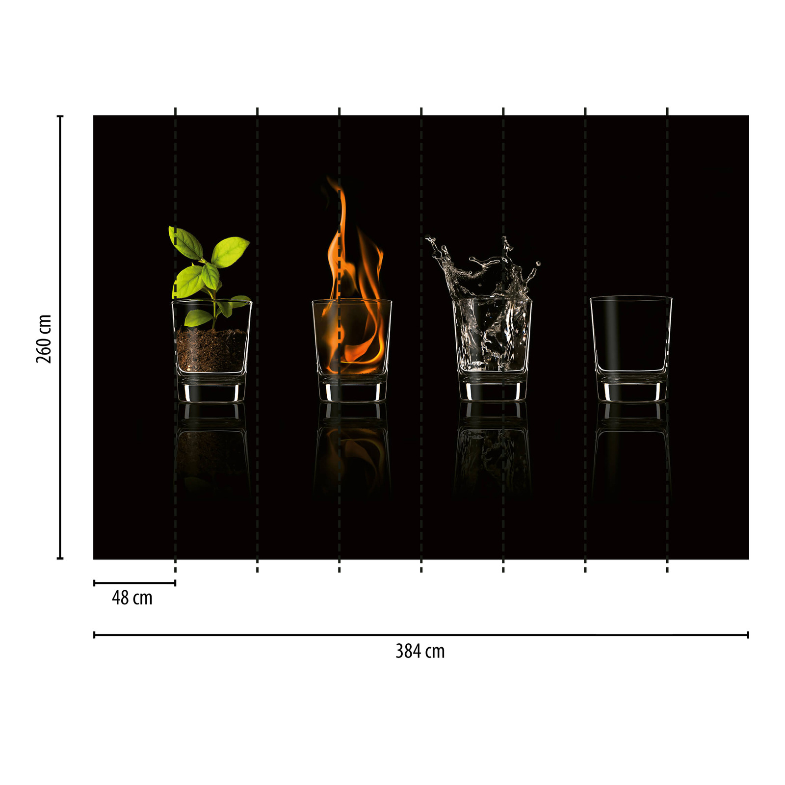             Photo wallpaper glasses with four elements - black
        