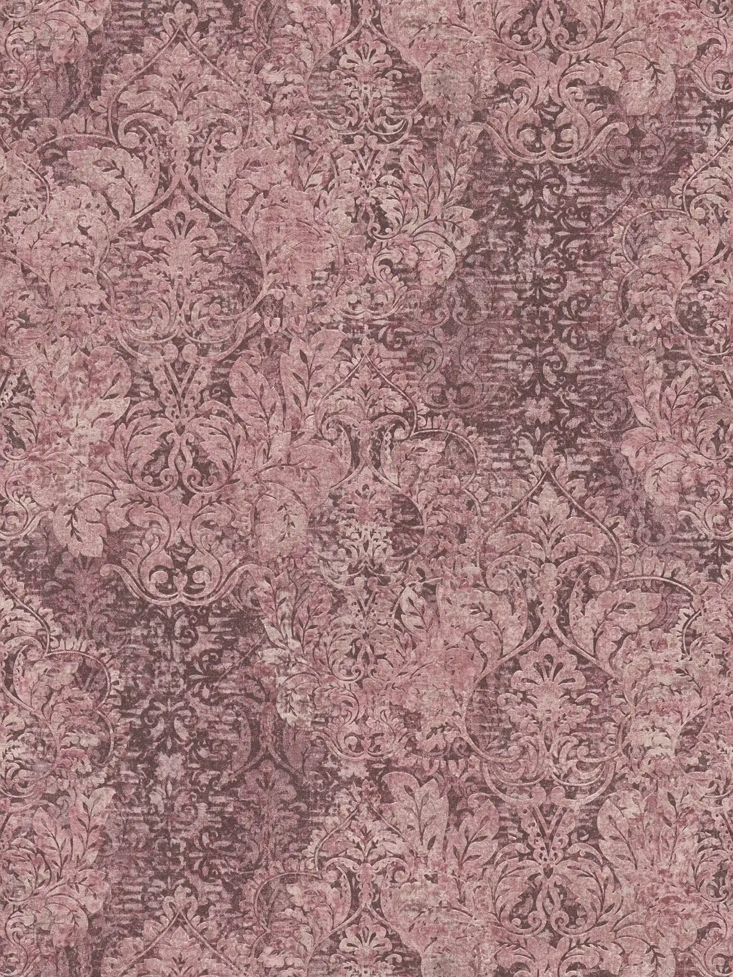 Vintage wallpaper with used look ornaments - pink
