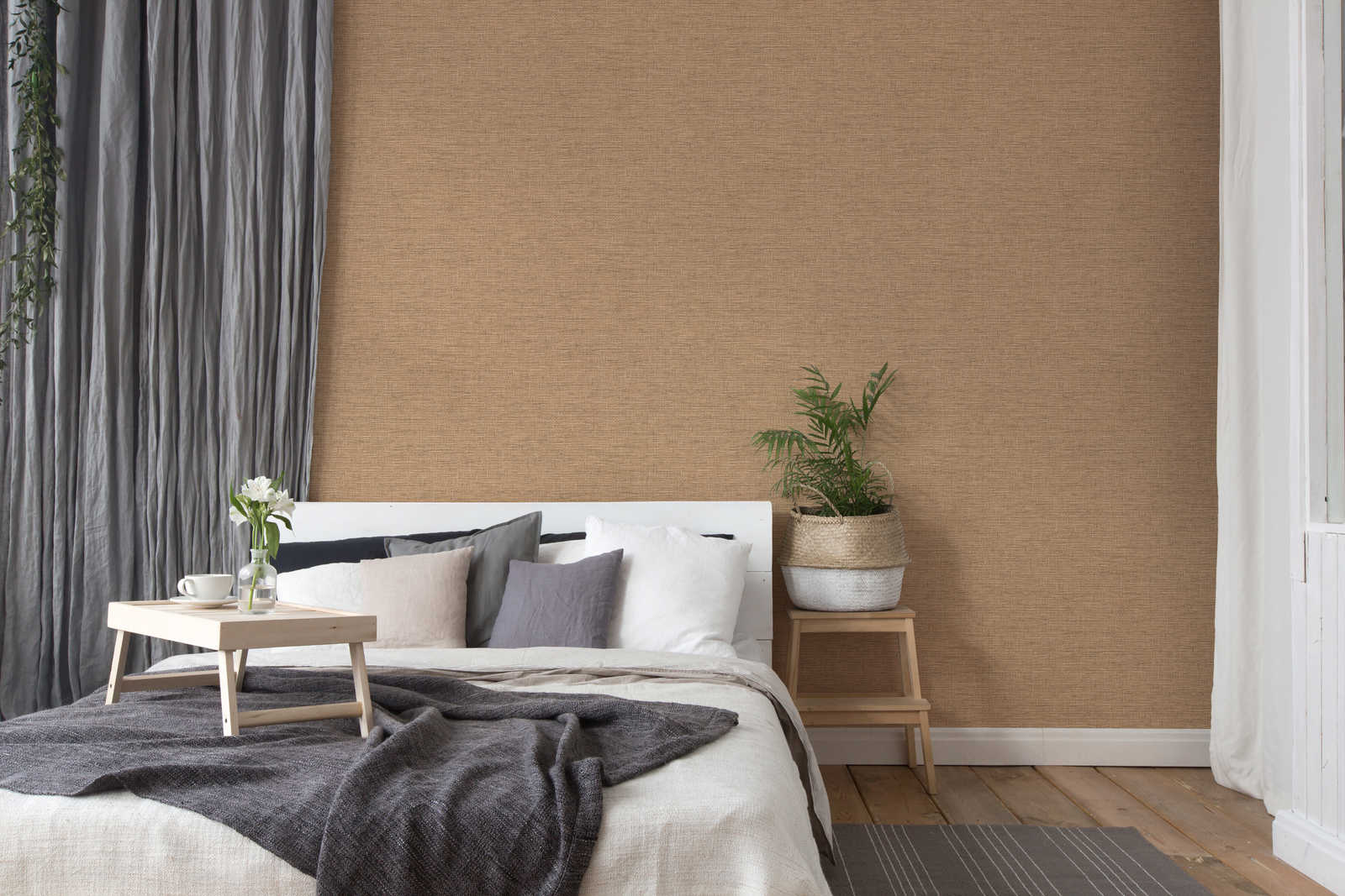             Raffia style raffia wallpaper with fabric look - beige
        