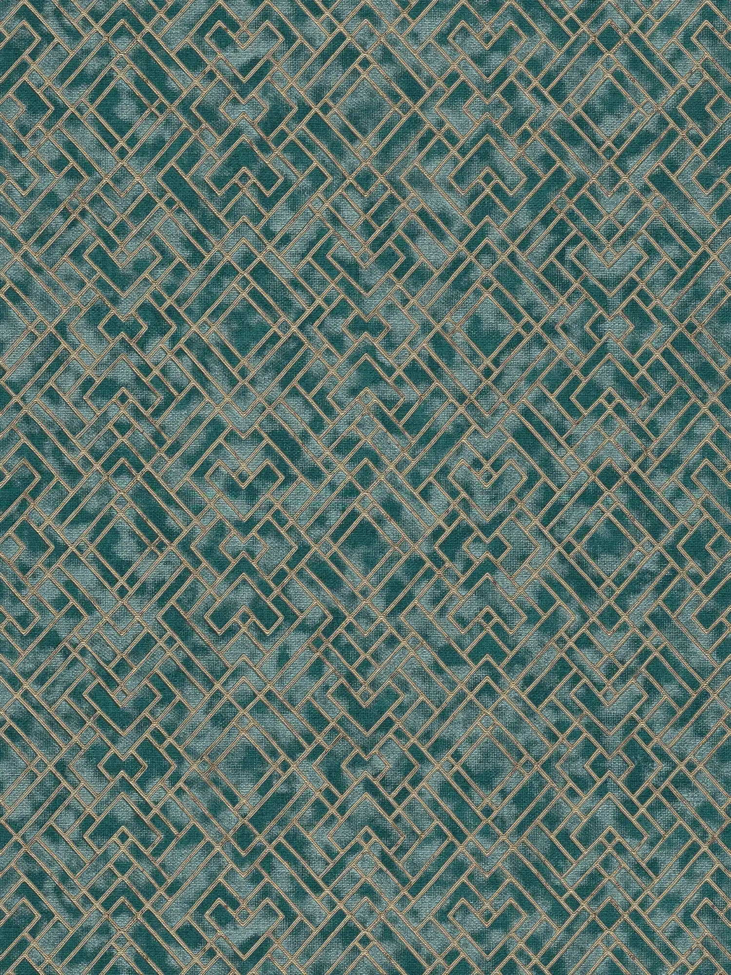         Art deco wallpaper with silver graphic pattern - green
    
