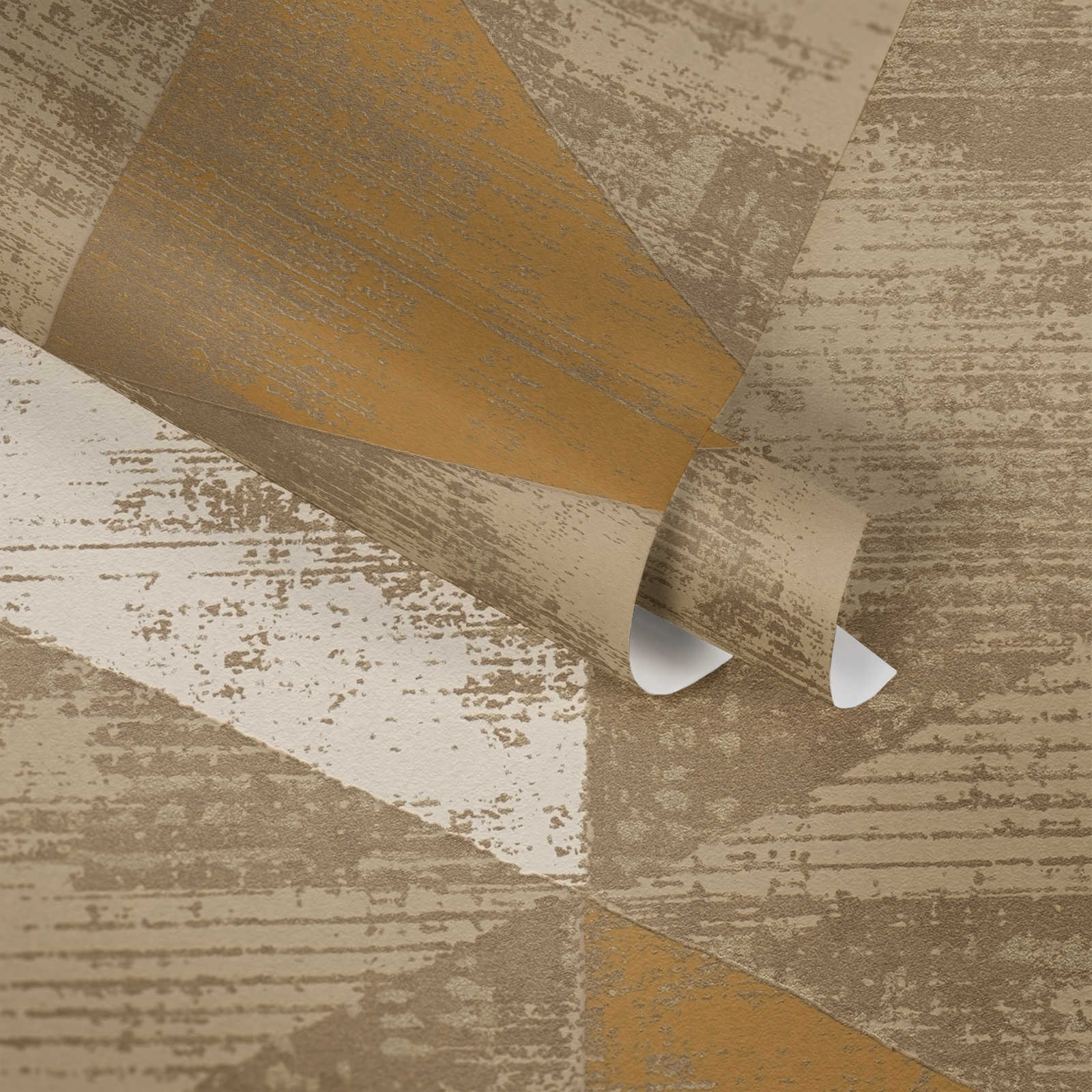             Papier peint style industriel avec aspect rustique métallique - métallique, beige
        