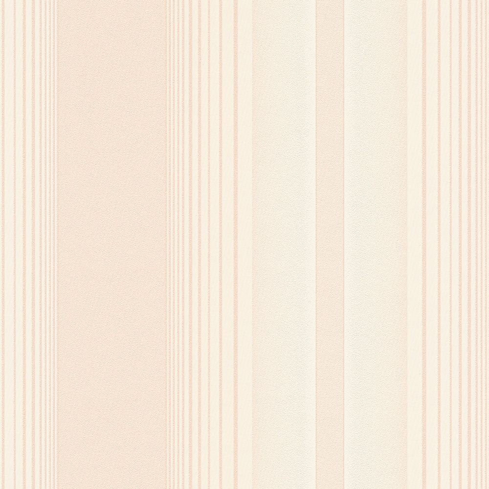             Streepbehang met gelijnd patroon - crème, roze
        