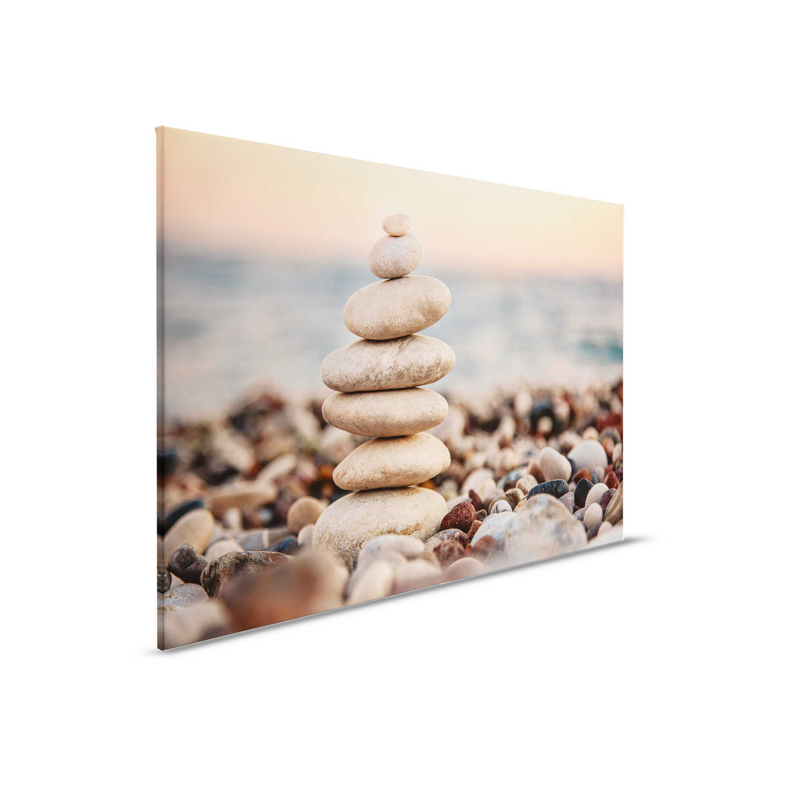         Canvas with stone tower by the sea | grey, blue, orange - 0.90 m x 0.60 m
    