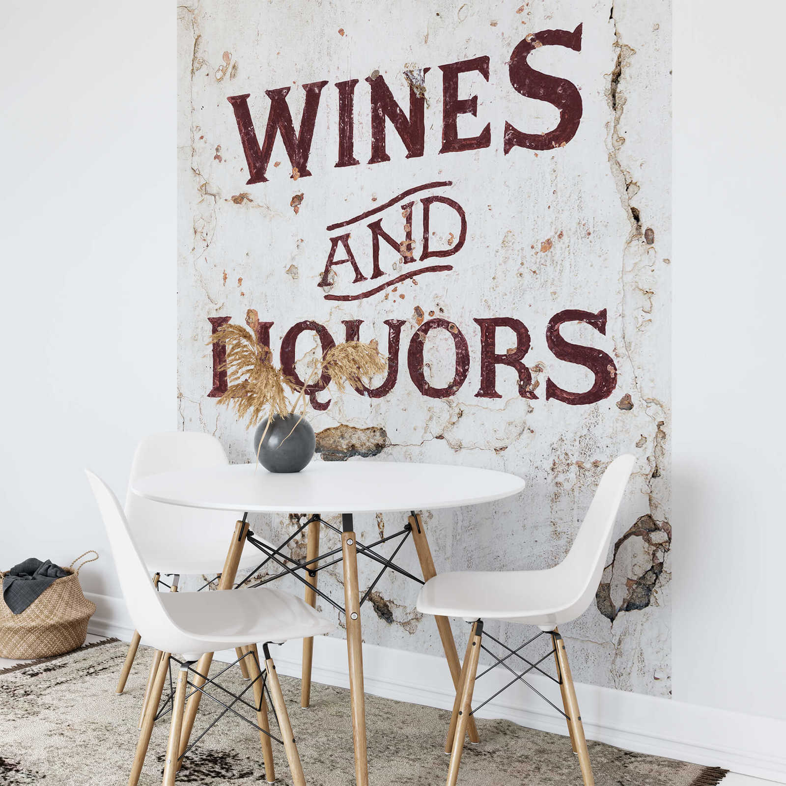             Carta da parati con scritte vintage sul vino e sull'alcol
        