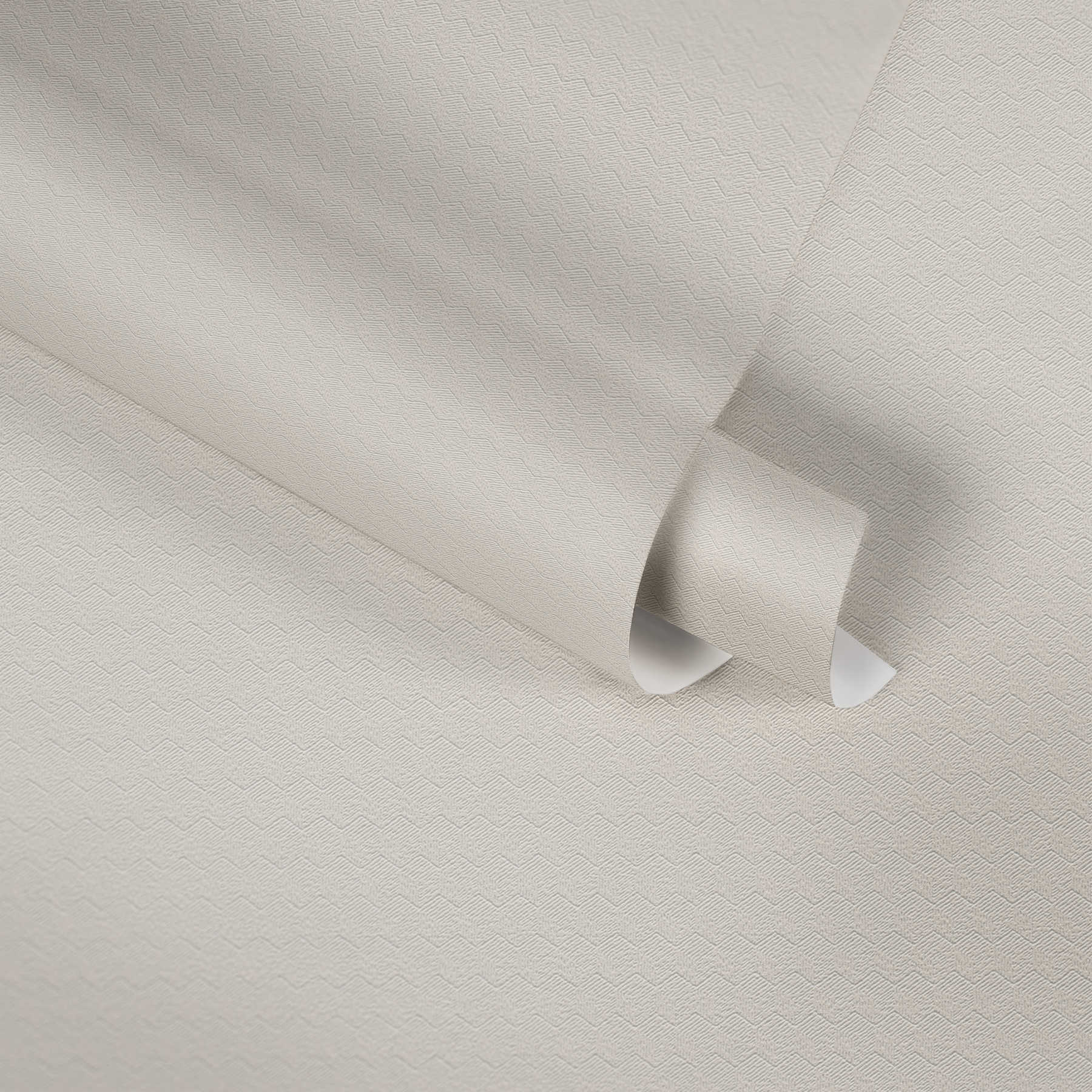             papel pintado con diseño en zigzag y textura - beige, crema, gris
        
