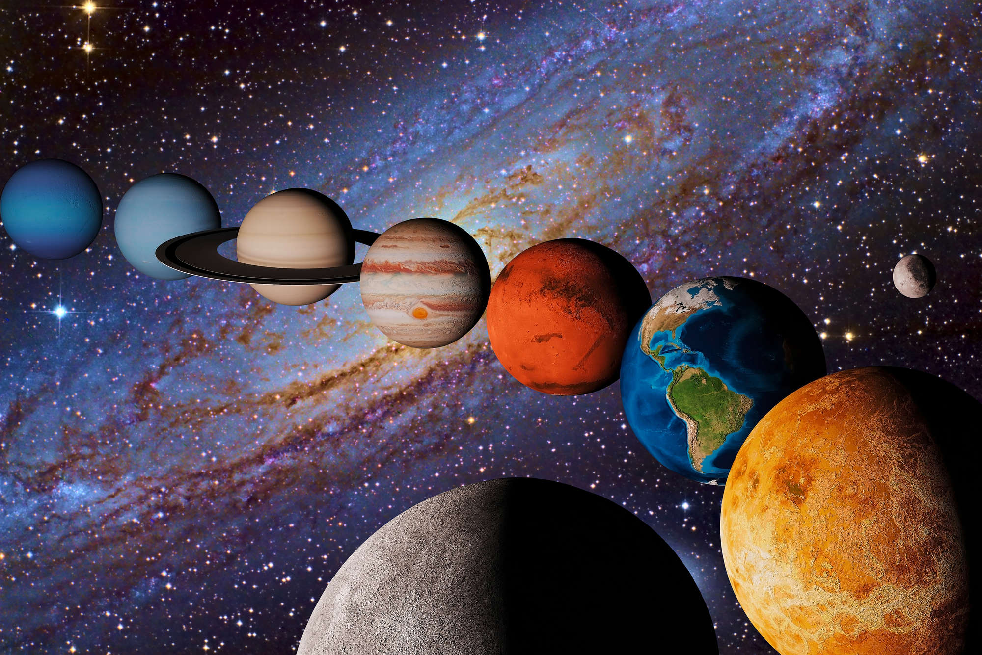             Galaxy photo wallpaper planets of our solar system on structural nonwoven
        