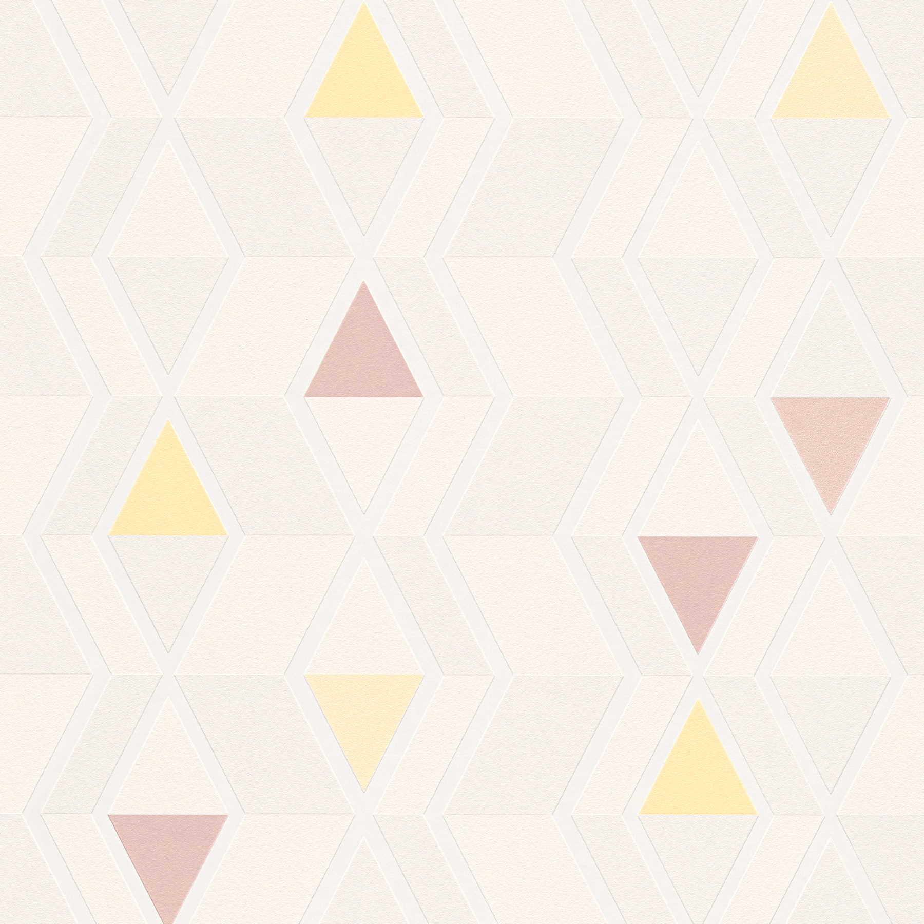         Graphic wallpaper with triangle pattern & 3D structure - beige, yellow
    