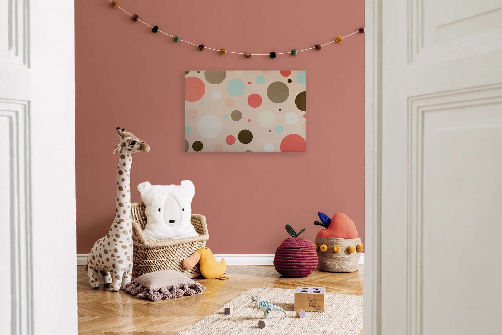             Lienzo para habitación infantil con círculos de colores - 90 cm x 60 cm
        