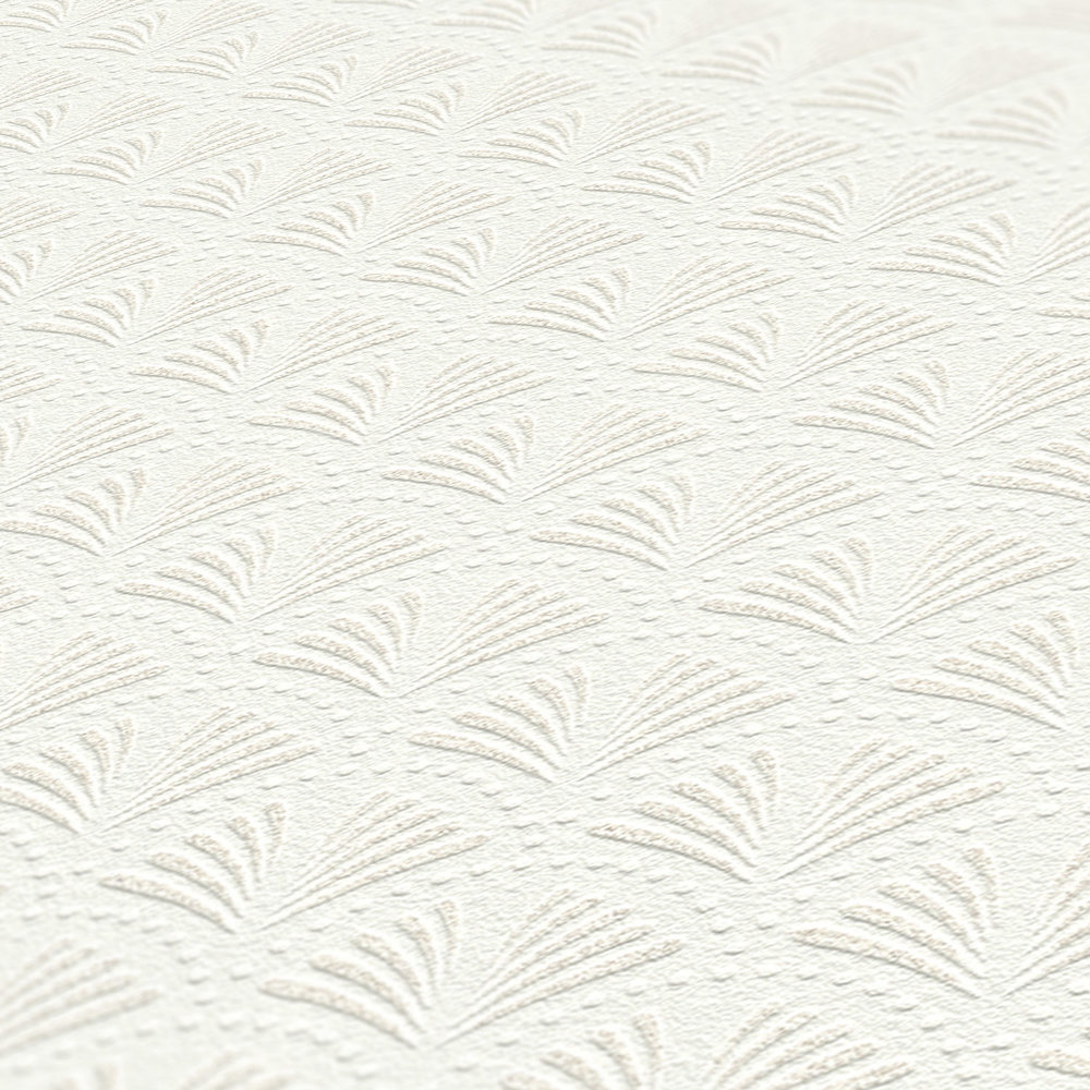             Papier peint décoratif blanc avec motif rétro & effet métallique scintillant
        